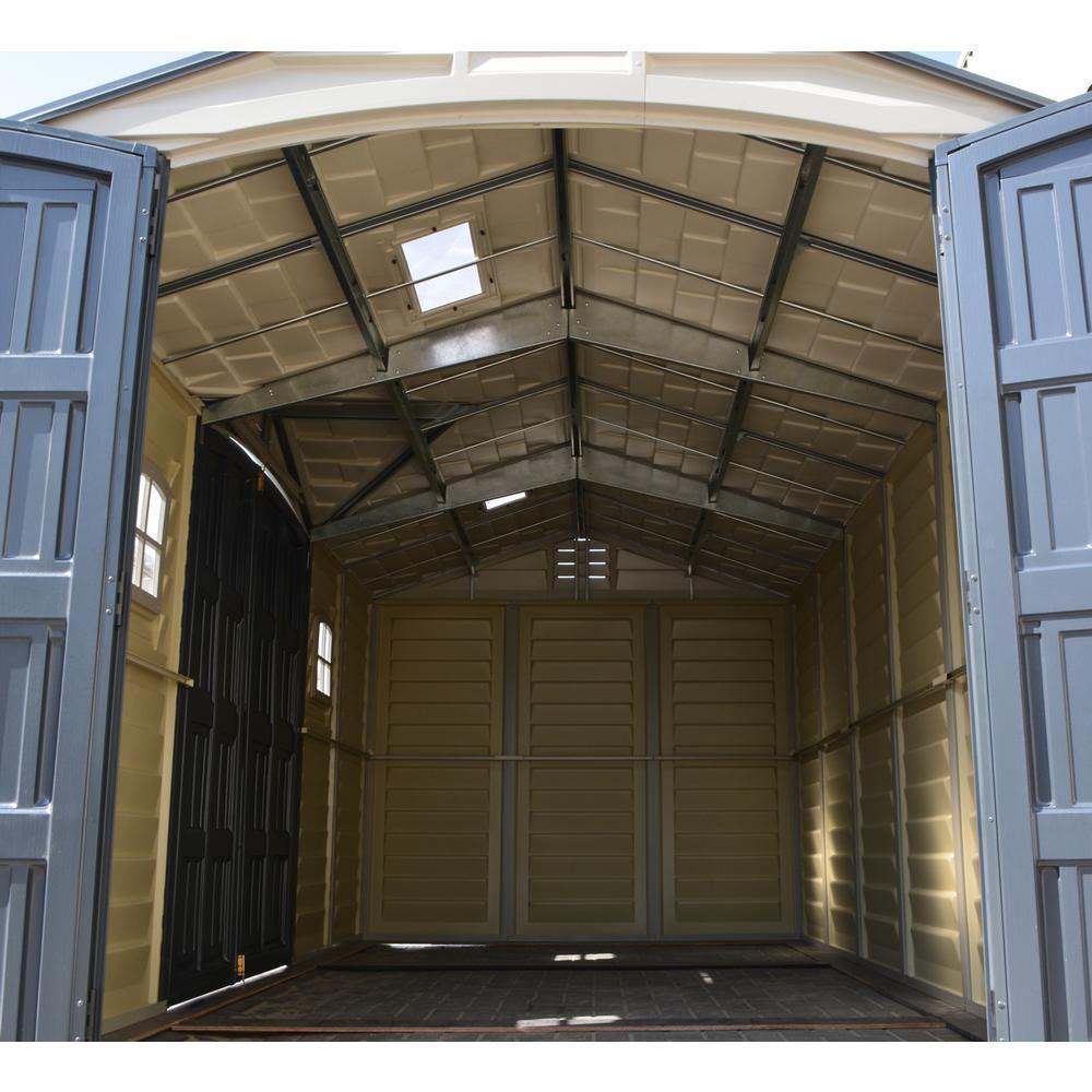 Duramax Vinyl Sheds Duramax 15 x 8 Apex Pro Vinyl Shed with Foundation, 2 Windows and Side Door