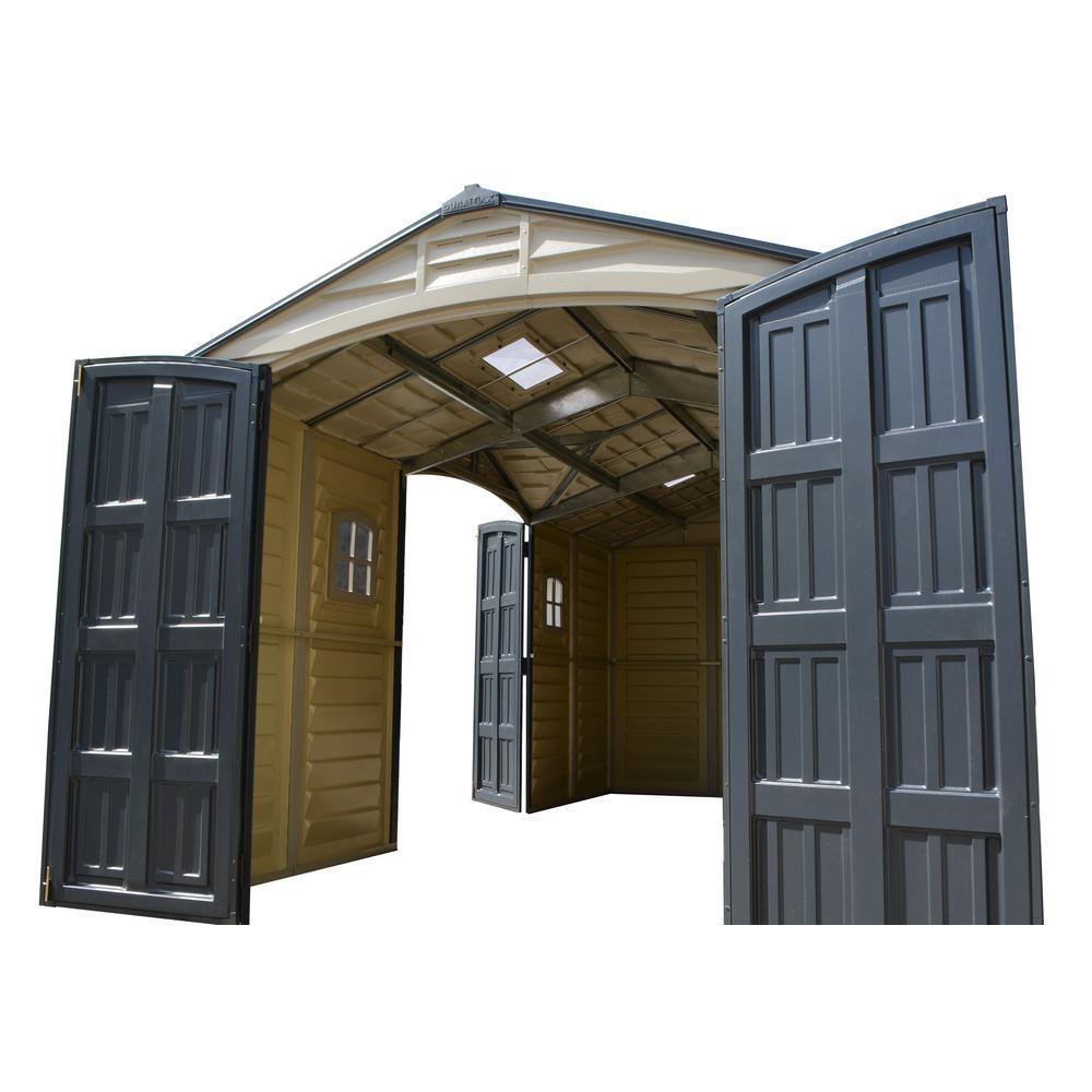 Duramax Vinyl Sheds Duramax 15 x 8 Apex Pro Vinyl Shed with Foundation, 2 Windows and Side Door