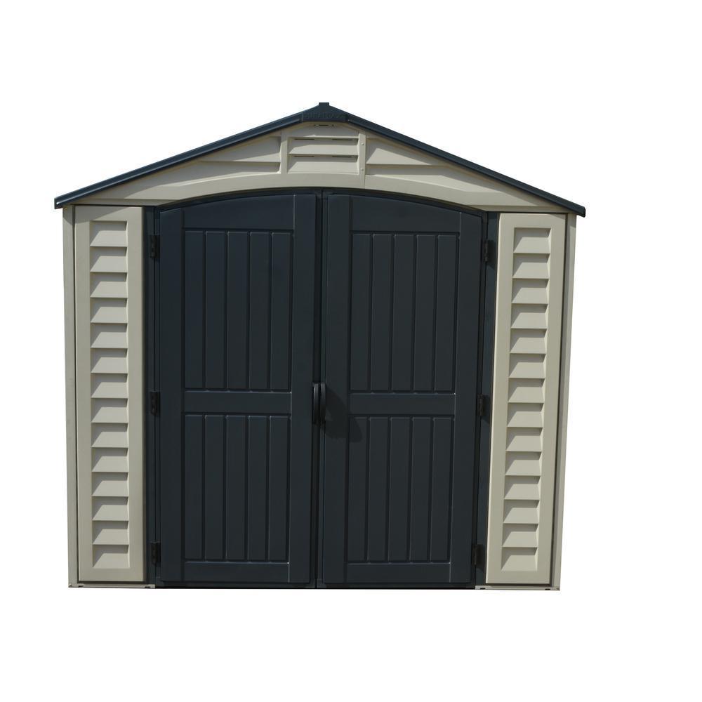 Duramax Vinyl Sheds Duramax 15 x 8 Apex Pro Vinyl Shed with Foundation, 2 Windows and Side Door