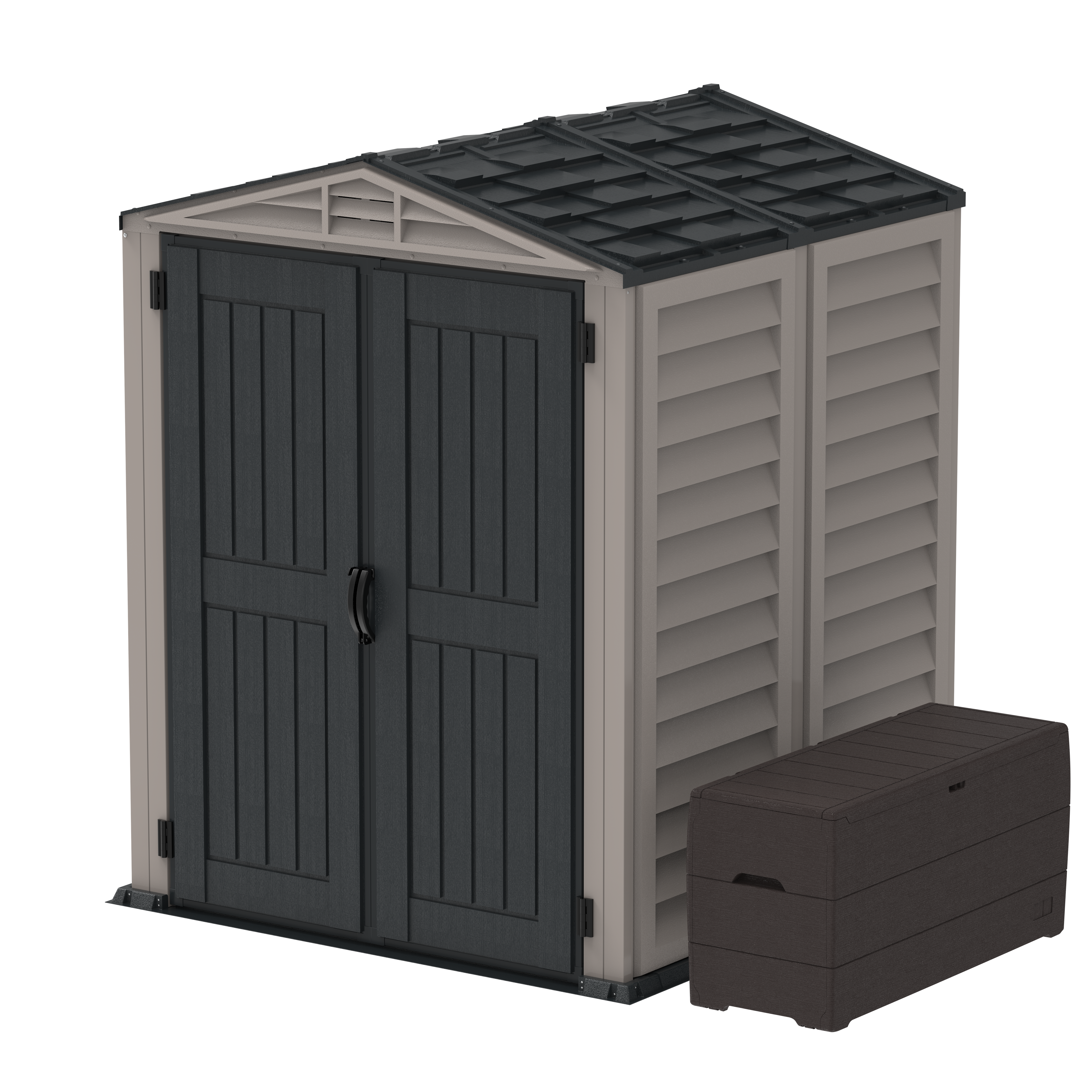 Duramax Vinyl Sheds Duramax YardMate Plus 5 ft. 6 in. x 5ft. 6 in. Gray Vinyl Storage Shed with Molded Floor