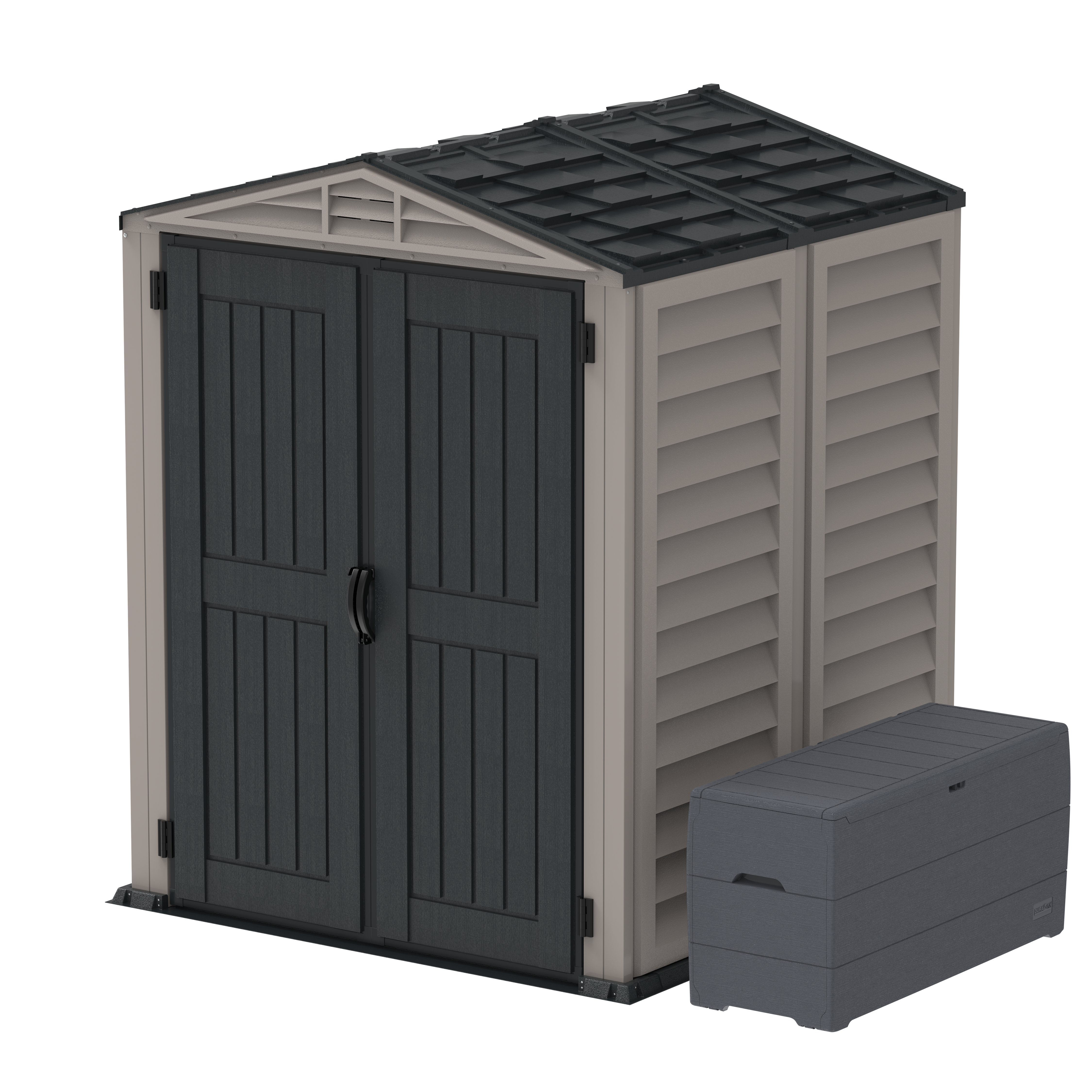 Duramax Vinyl Sheds Duramax YardMate Plus 5 ft. 6 in. x 5ft. 6 in. Gray Vinyl Storage Shed with Molded Floor