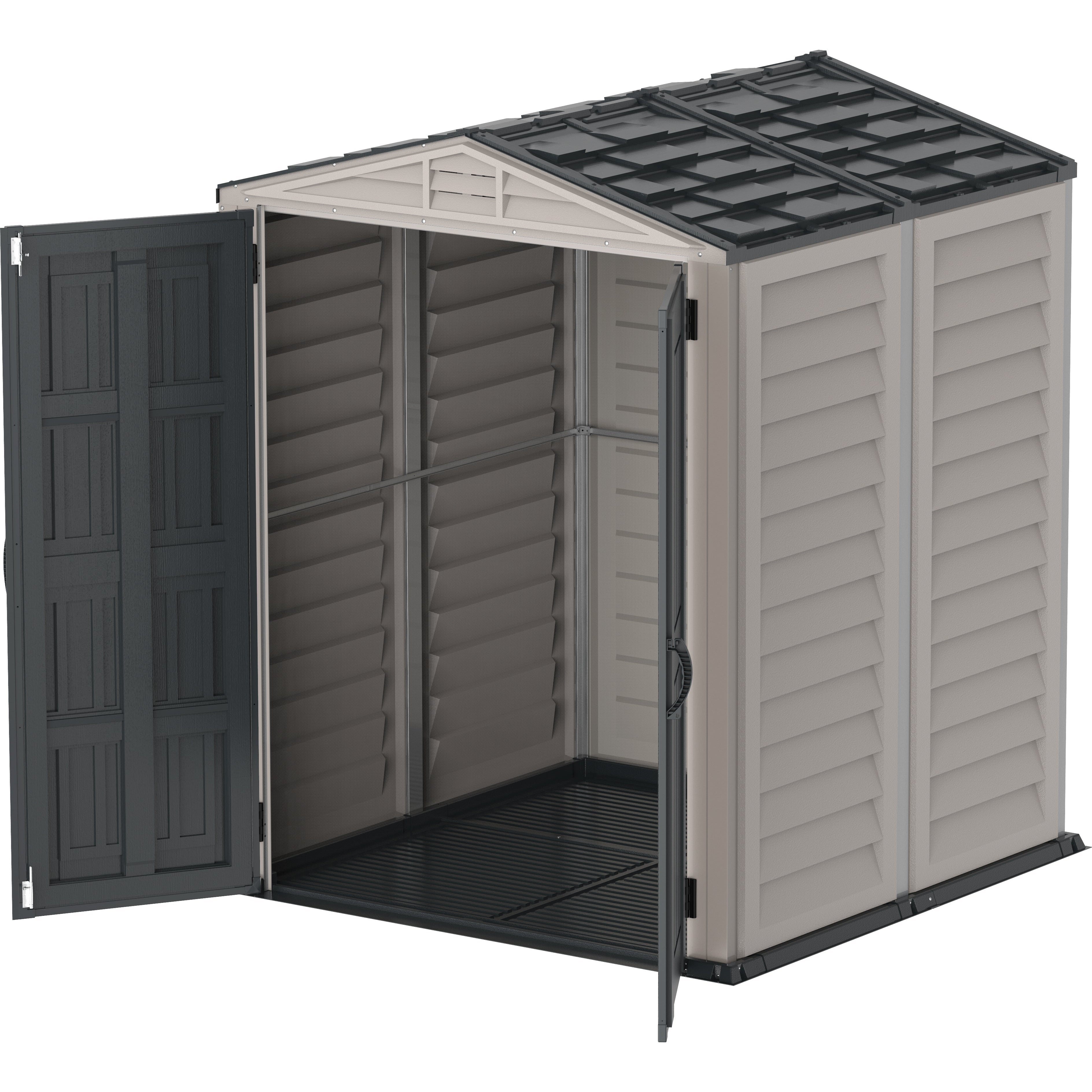Duramax Vinyl Sheds Duramax YardMate Plus 5 ft. 6 in. x 5ft. 6 in. Gray Vinyl Storage Shed with Molded Floor (East Coast Purchase Only)