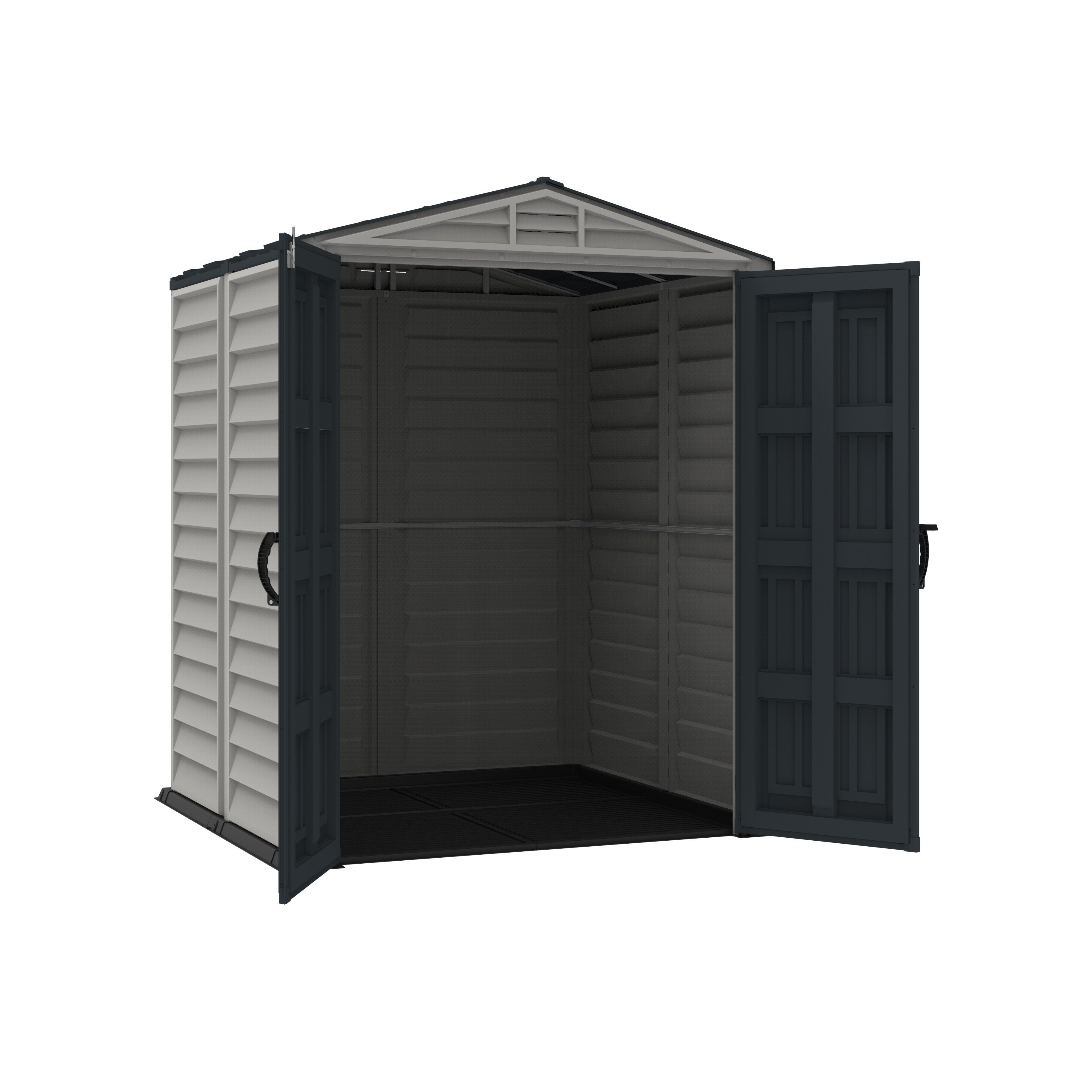 Duramax Vinyl Sheds YardMate Plus 5 ft. 6 in. x 5ft. 6 in. Gray Vinyl Storage Shed