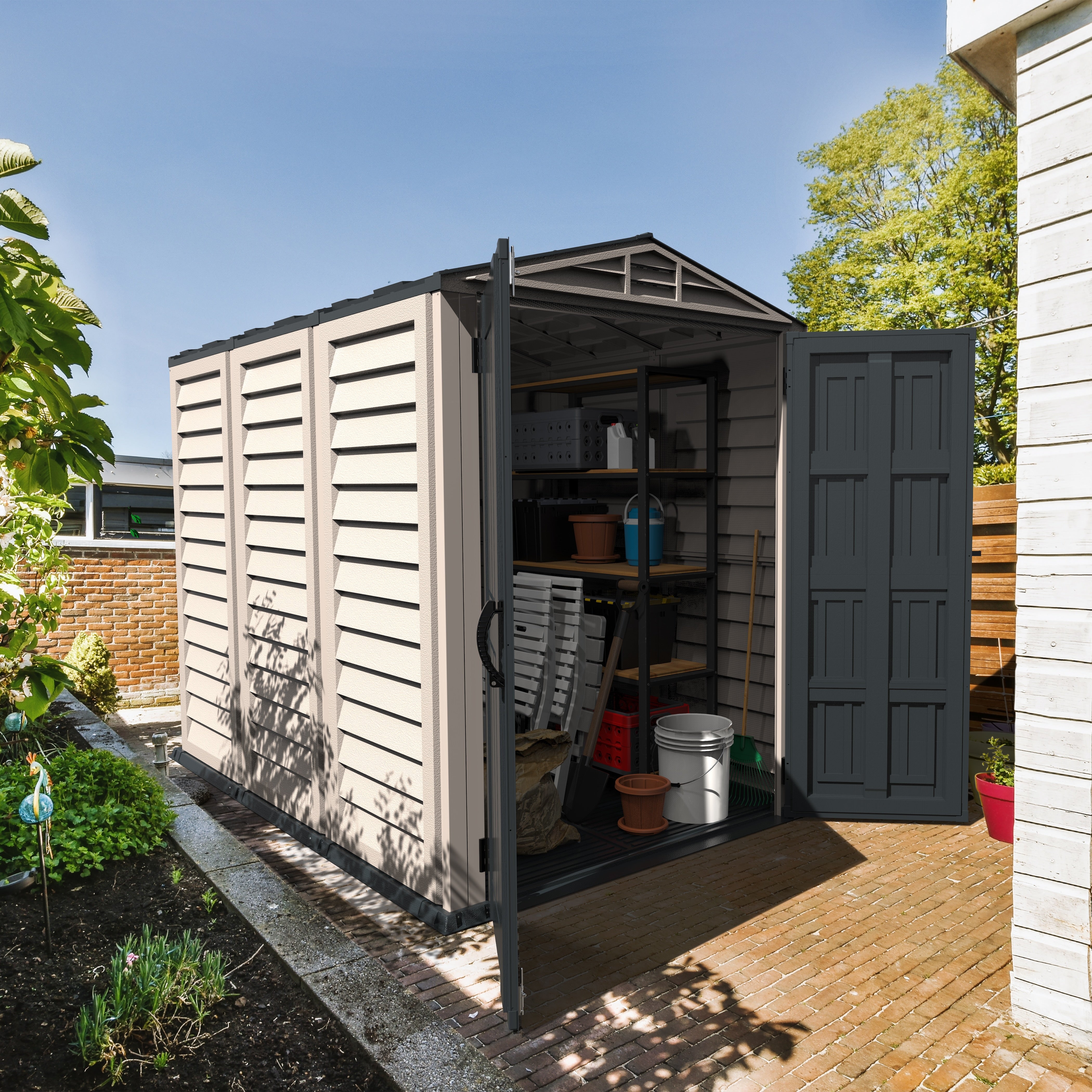 DuraMax YardMate Plus 5 ft. 6 in. x 8ft. Gray Vinyl Storage Shed