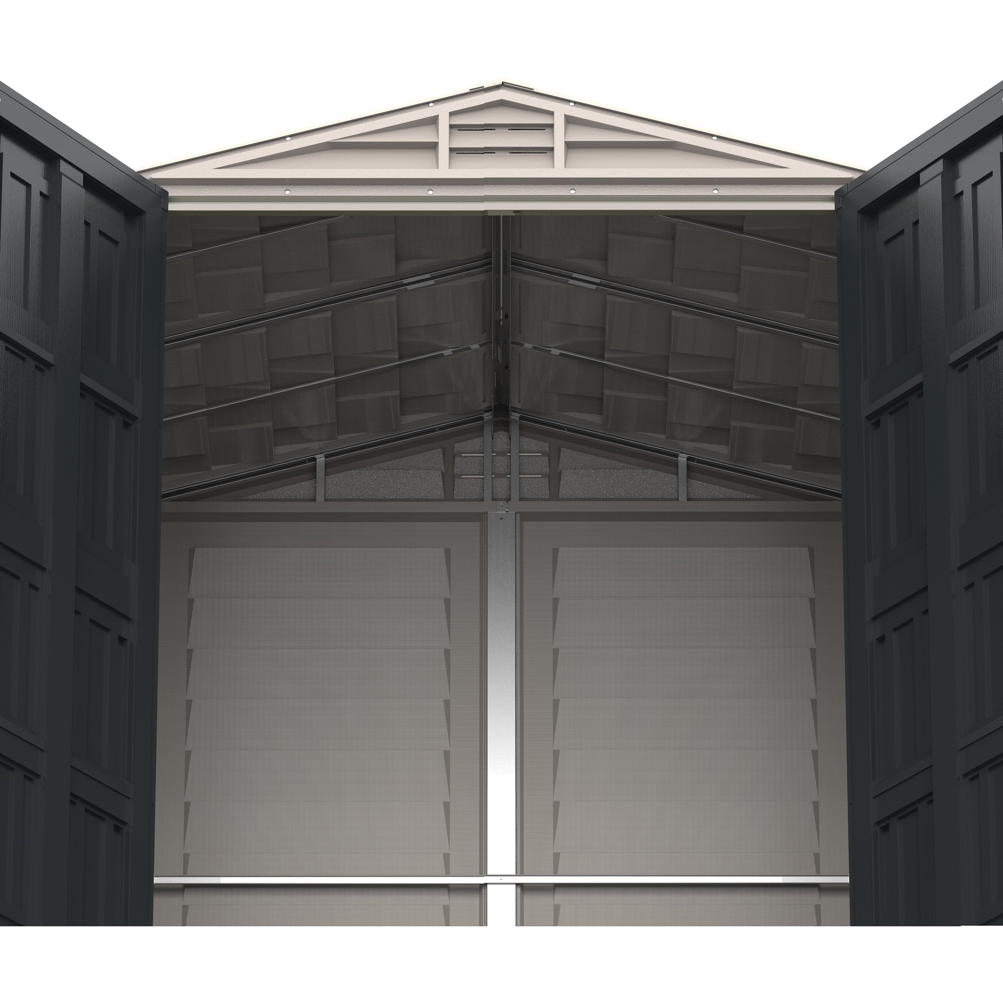 Duramax Vinyl Sheds YardMate Plus 5 ft. 6 in. x 8ft. Gray Vinyl Storage Shed (West Coast Only)