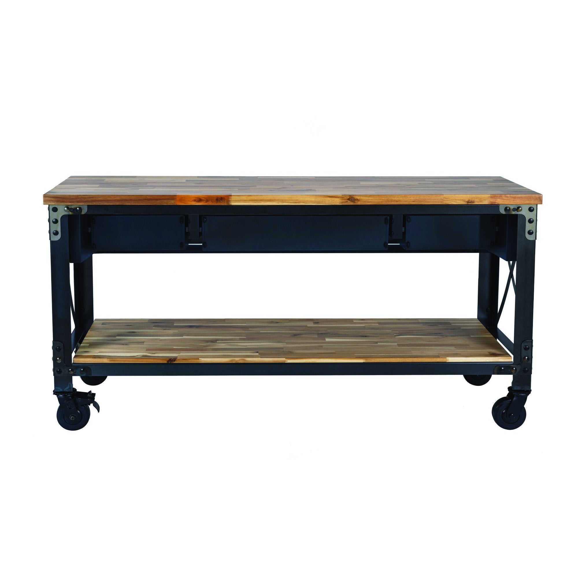 Duramax Work Desk Duramax Darby 72" Industrial Metal & Wood Kitchen Island Desk with Drawers
