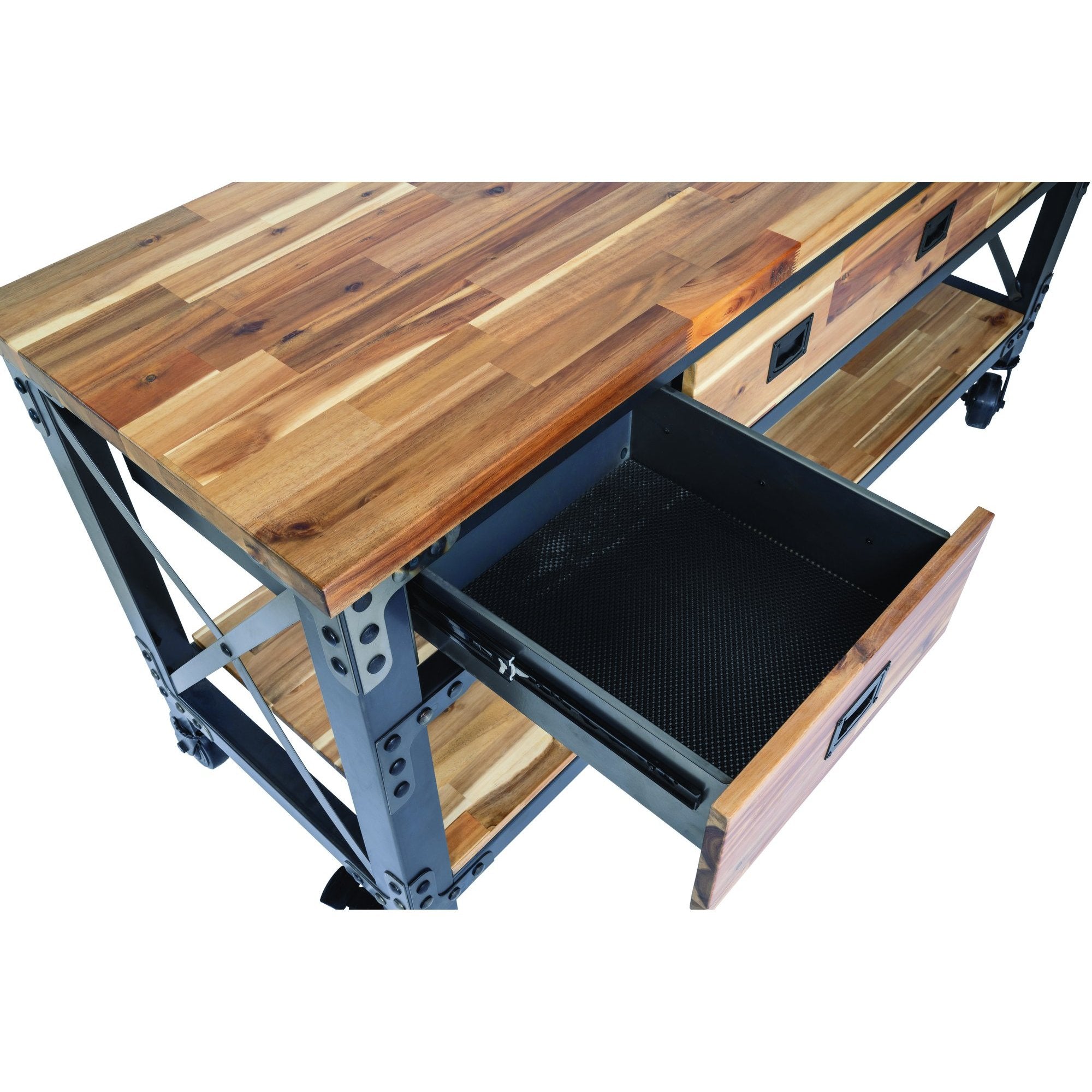 Duramax Work Desk Duramax Darby 72" Industrial Metal & Wood Kitchen Island Desk with Drawers