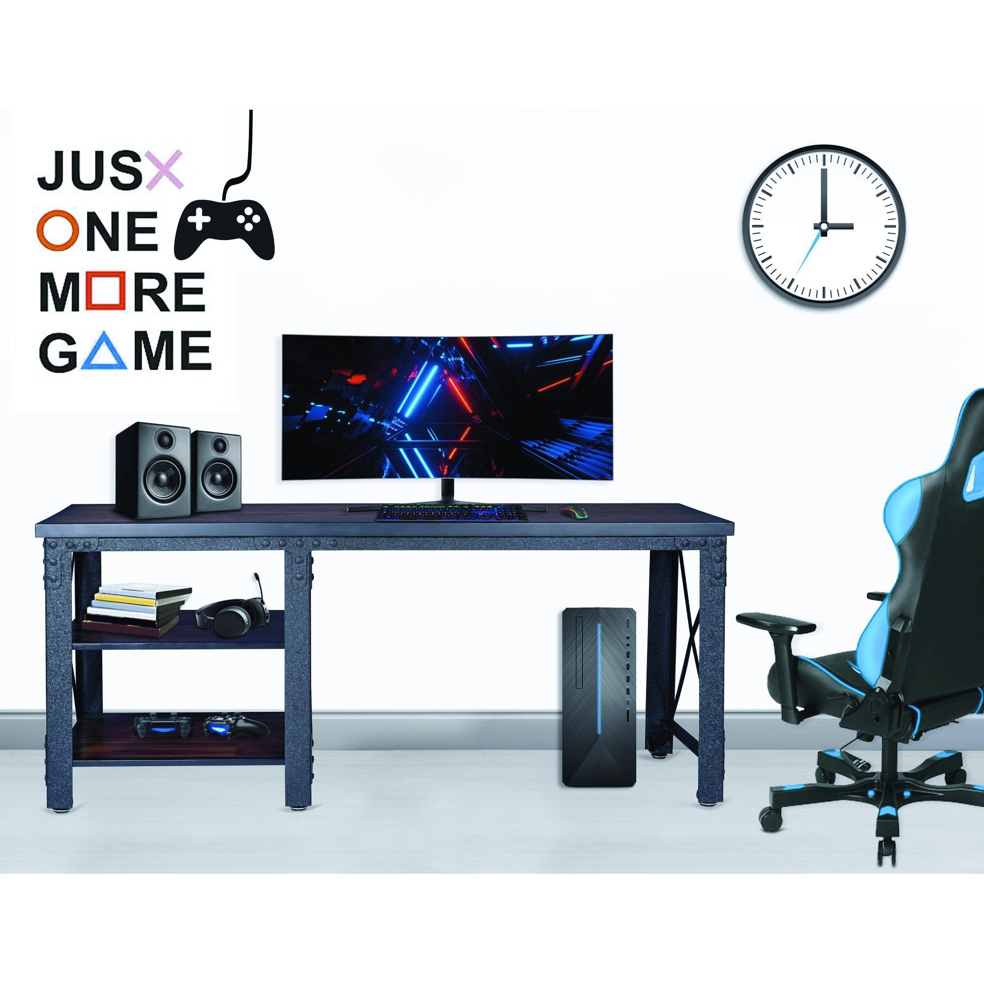 Duramax Work Desk Duramax Weston 72" Industrial Metal & Wood Desk with Shelves