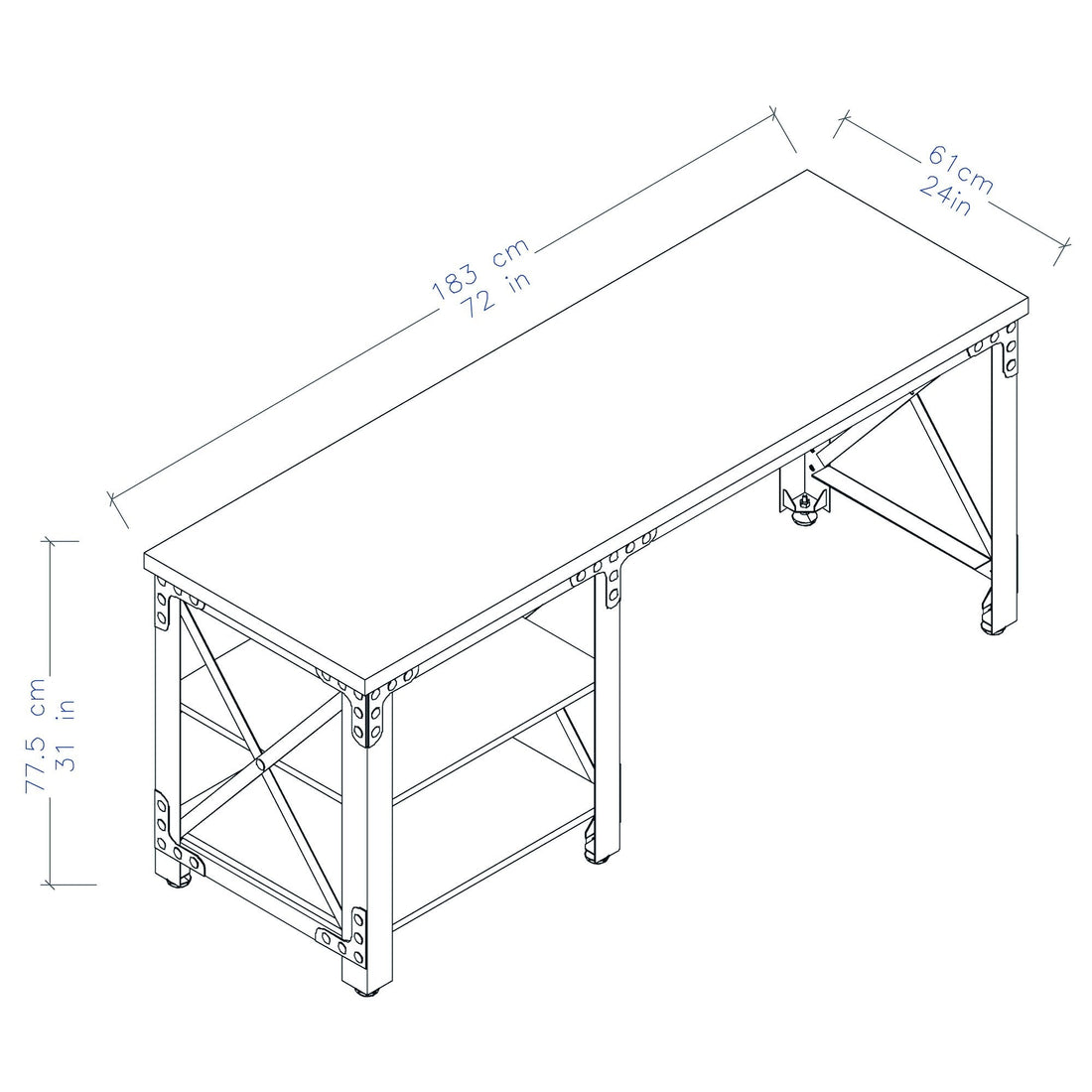 Duramax Work Desk Duramax Weston 72" Industrial Metal & Wood Desk with Shelves