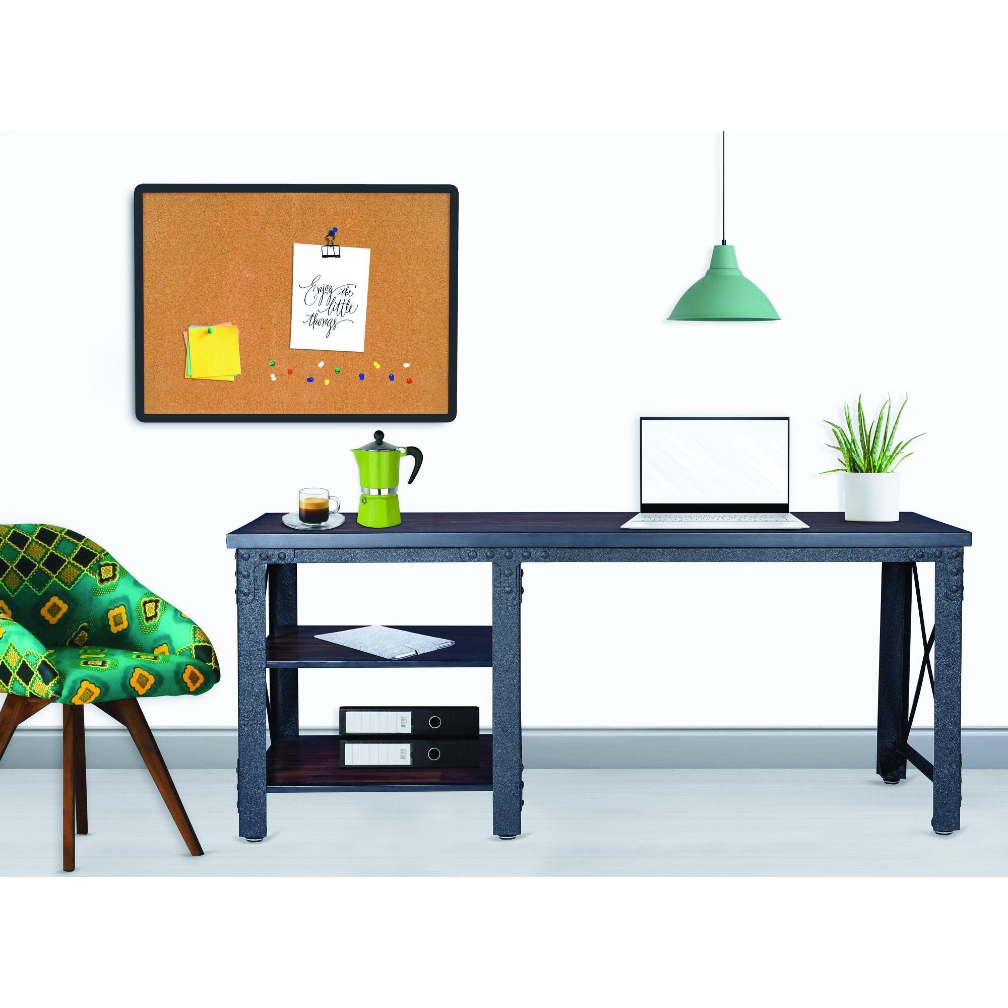 Duramax Work Desk Duramax Weston 72" Industrial Metal & Wood Desk with Shelves