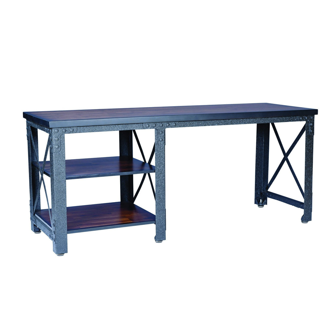 Duramax Work Desk Duramax Weston 72" Industrial Metal & Wood Desk with Shelves