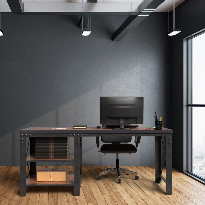 Duramax Work Desk Duramax Weston 72" Industrial Metal & Wood Desk with Shelves