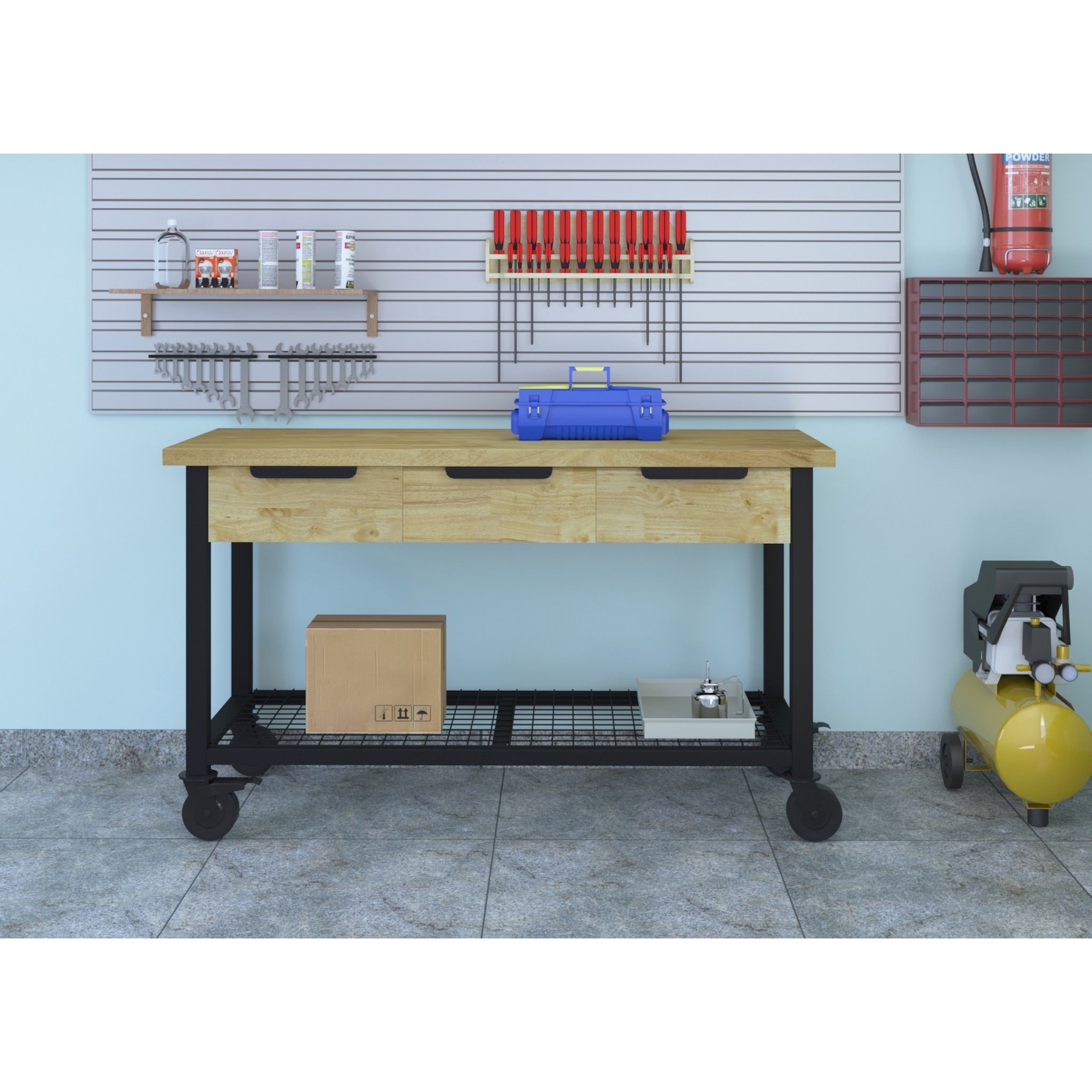 Duramax Work Desk Rove 62" Industrial Metal & Wood Workbench