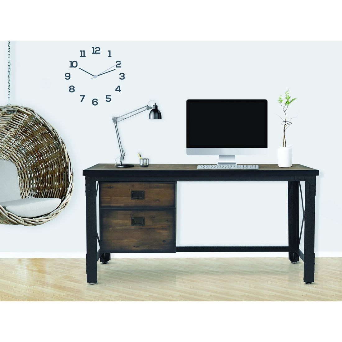 Duramax Work Desks Duramax Jackson 62" Industrial Metal & Wood Desk with Drawers