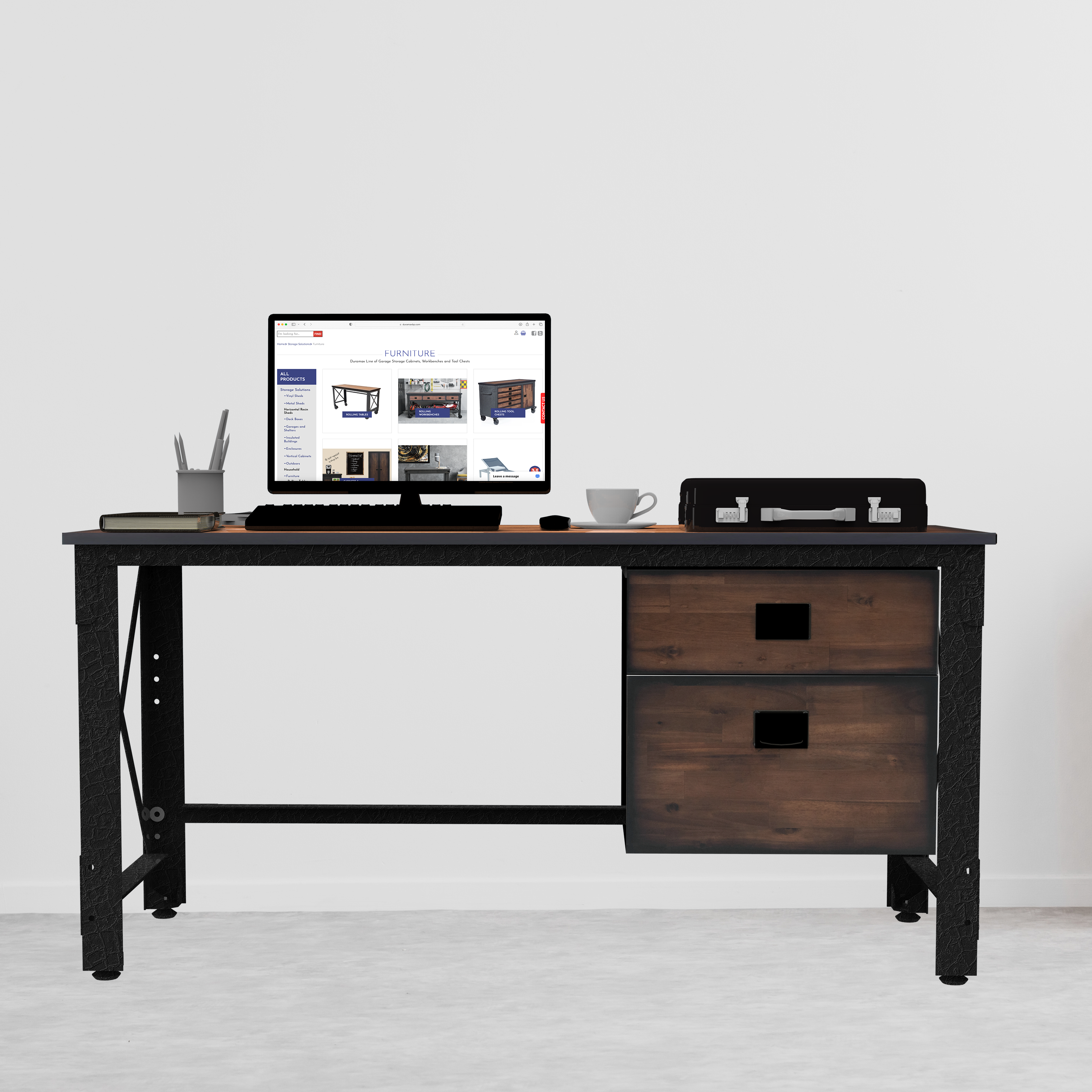 Duramax Work Desks Duramax Jackson 62" Industrial Metal & Wood Desk with Drawers