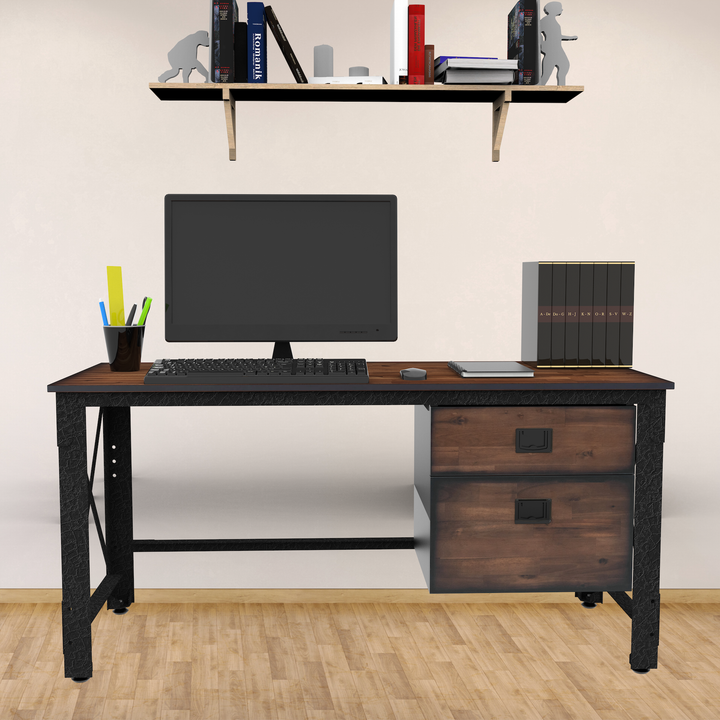 Duramax Work Desks Duramax Jackson 62" Industrial Metal & Wood Desk with Drawers