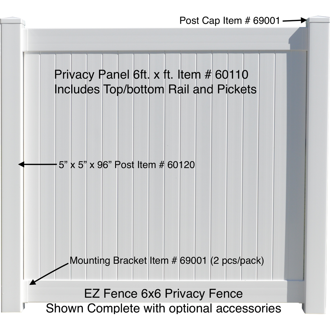 Durasheds EZ Fence Vinyl Privacy Fence 6ft. x 6ft. White