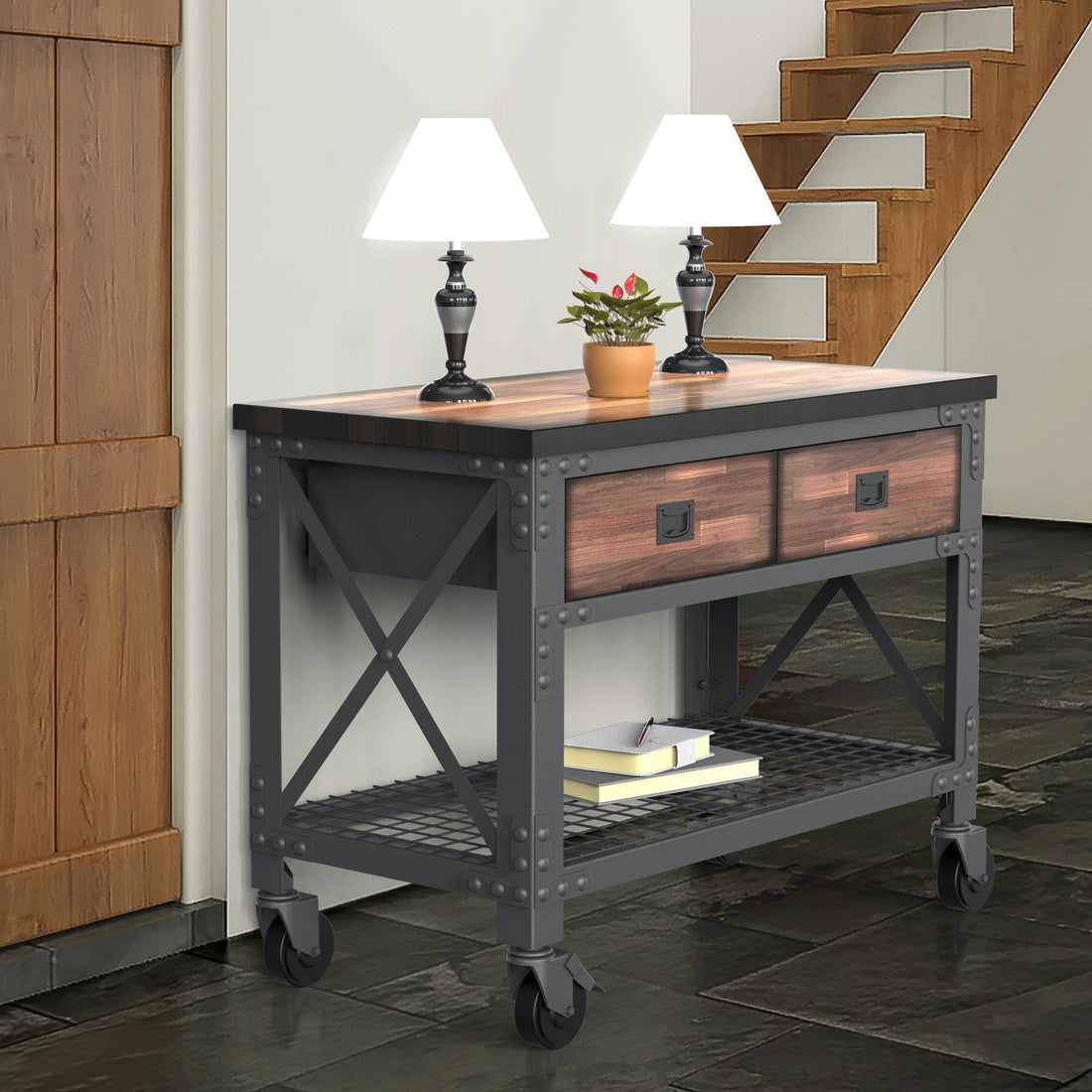 Durasheds furniture Duramax 2-Drawer Rolling Workbench 48 Inch x 24 Inch for Home, Garage and Workshop