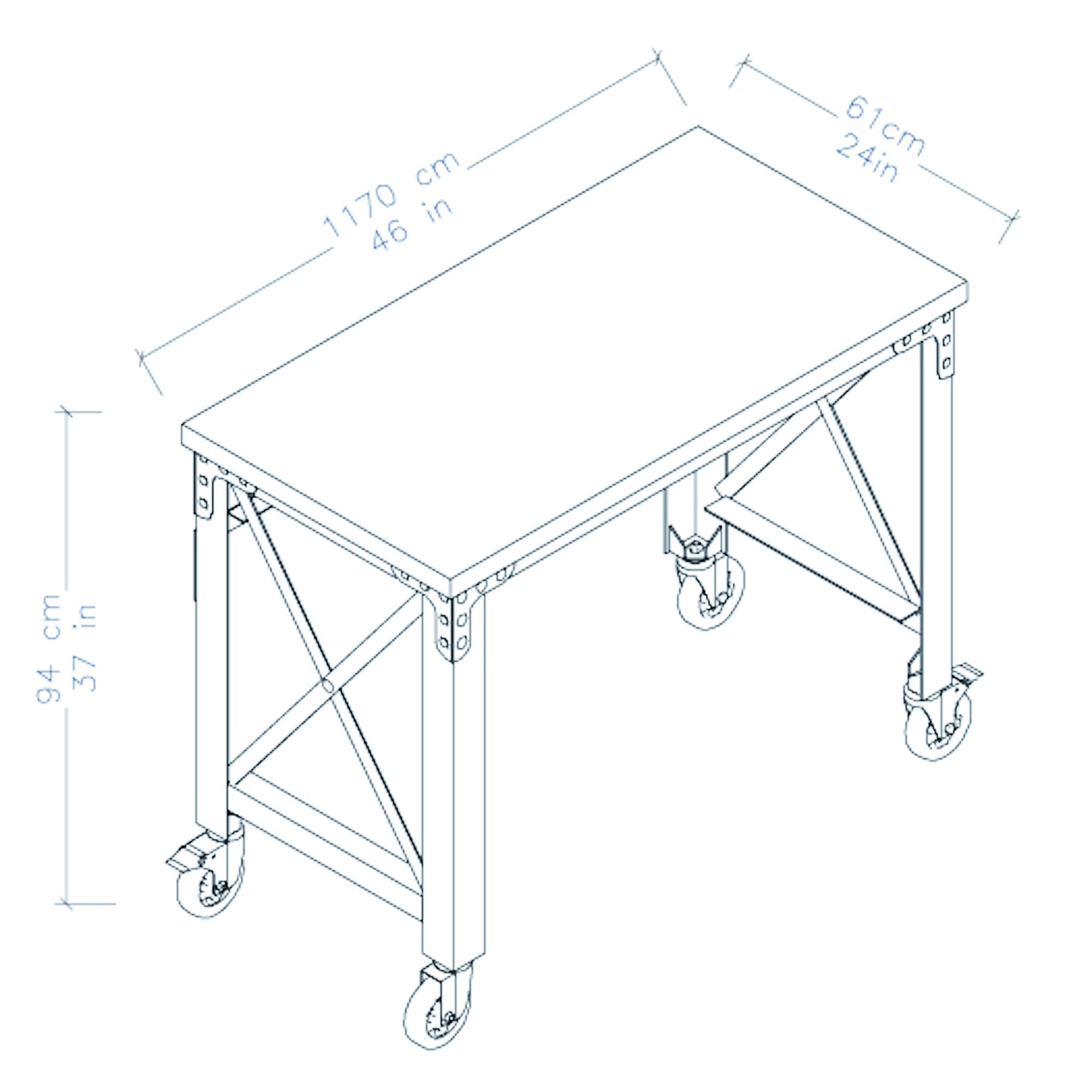 Durasheds furniture Duramax Rolling Industrial Desk with Wooden Top (4 Size Options)
