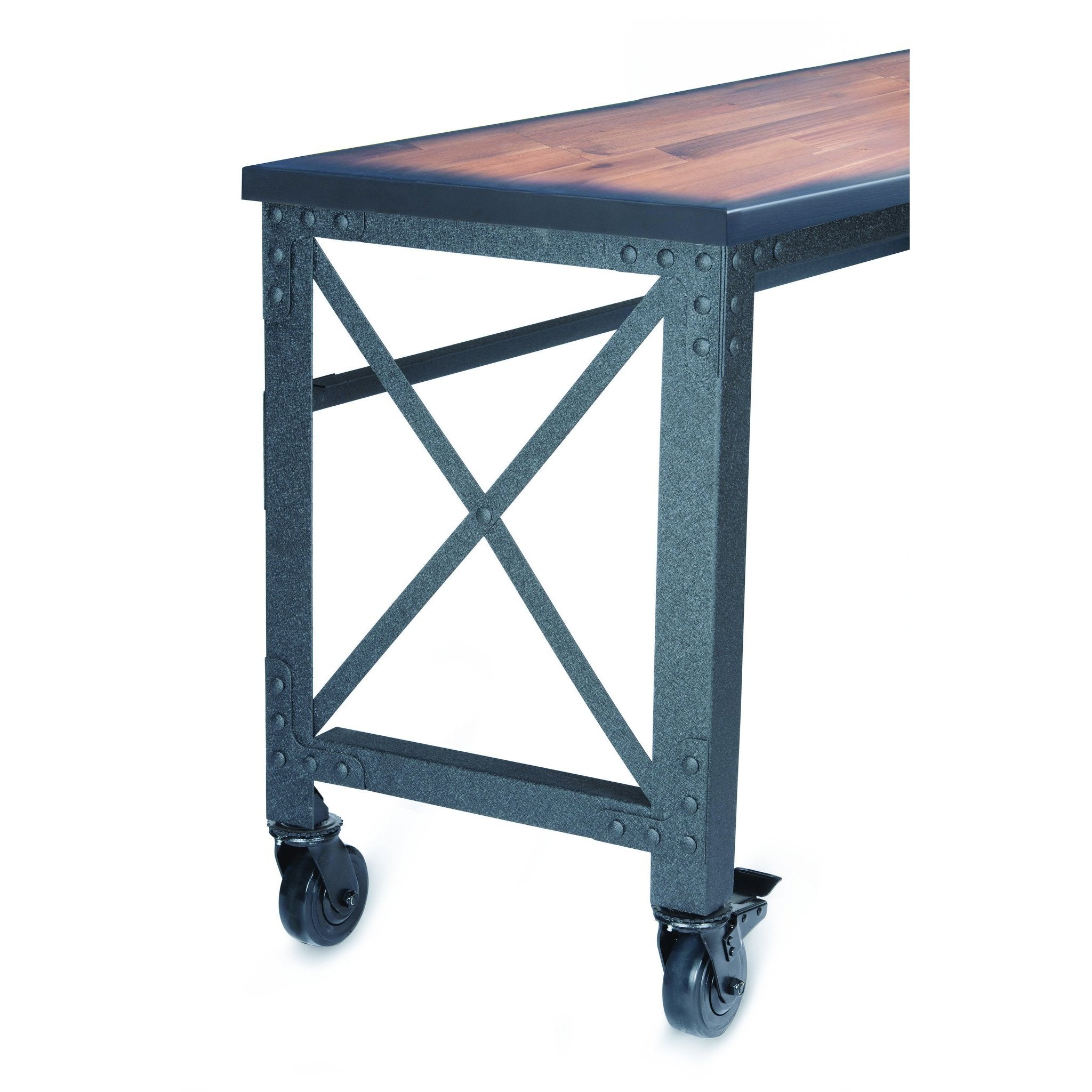 Durasheds furniture Duramax Rolling Industrial Desk with Wooden Top (4 Size Options)