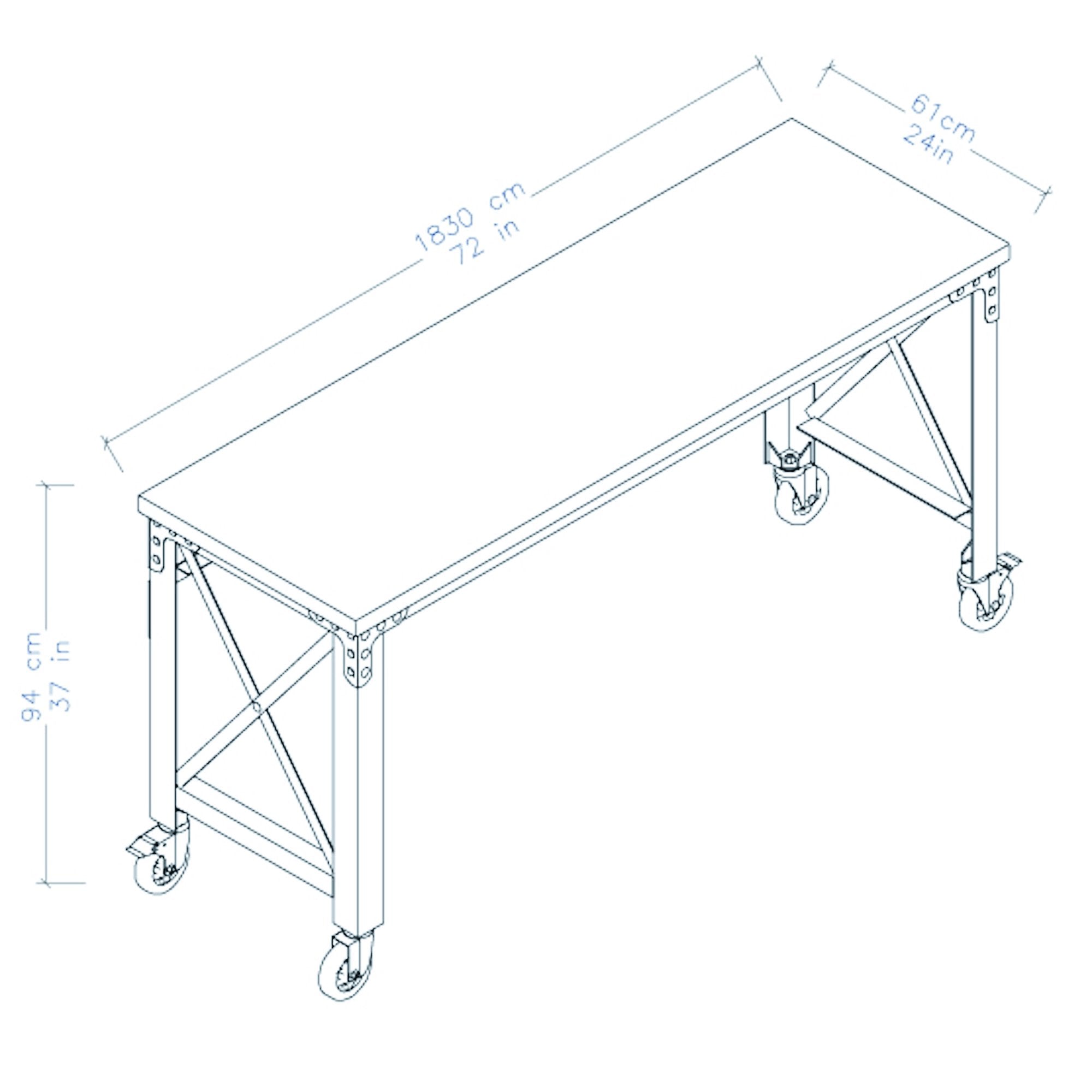 Durasheds furniture Duramax Rolling Industrial Desk with Wooden Top (4 Size Options)