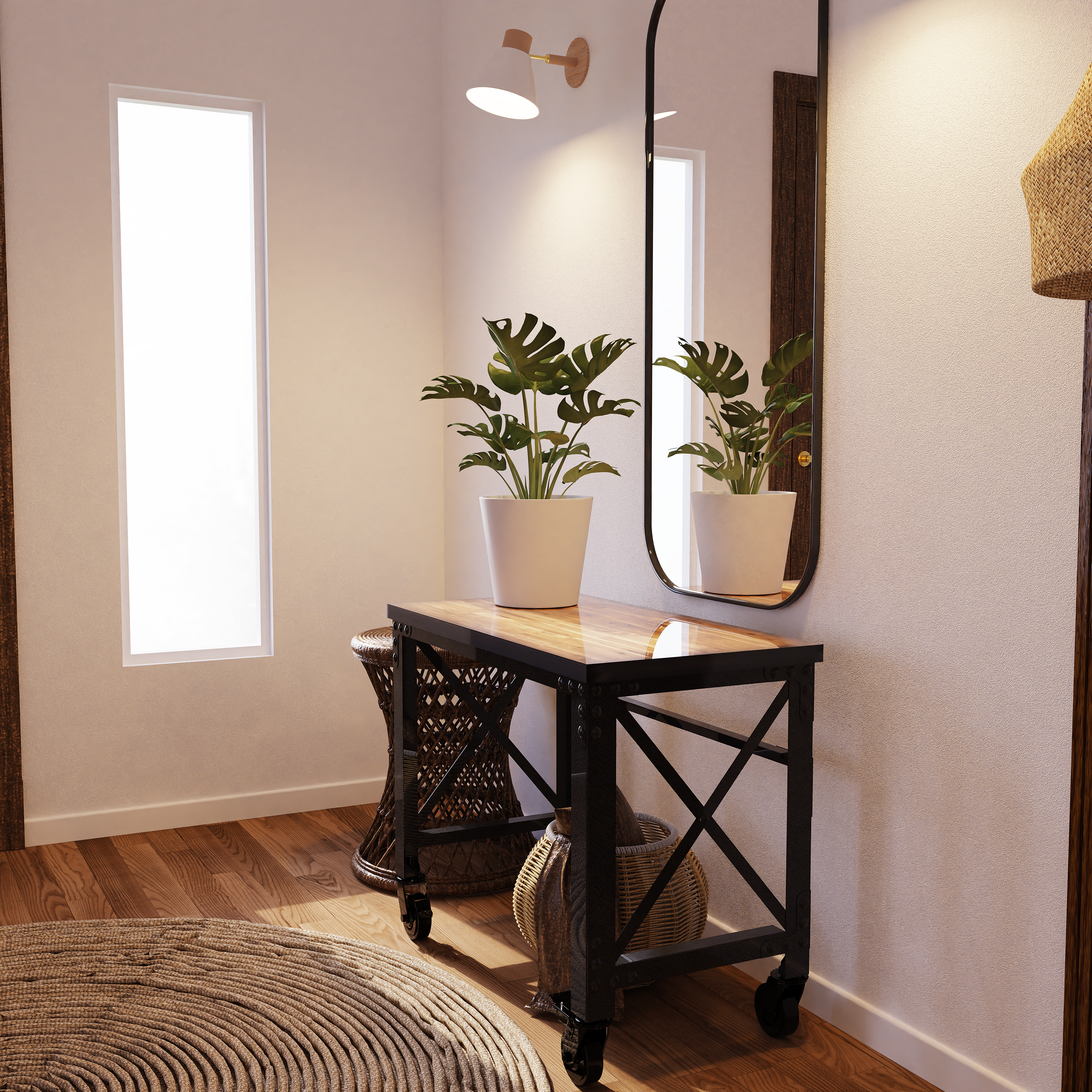 Durasheds furniture Duramax Rolling Industrial Desk with Wooden Top (4 Size Options)