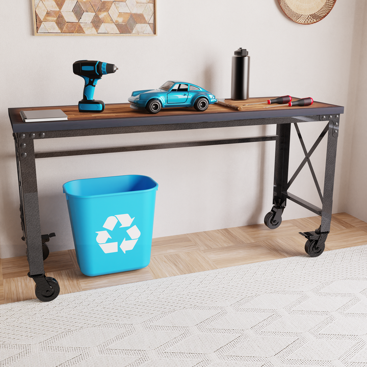 Durasheds furniture Duramax Rolling Industrial Desk with Wooden Top (4 Size Options)