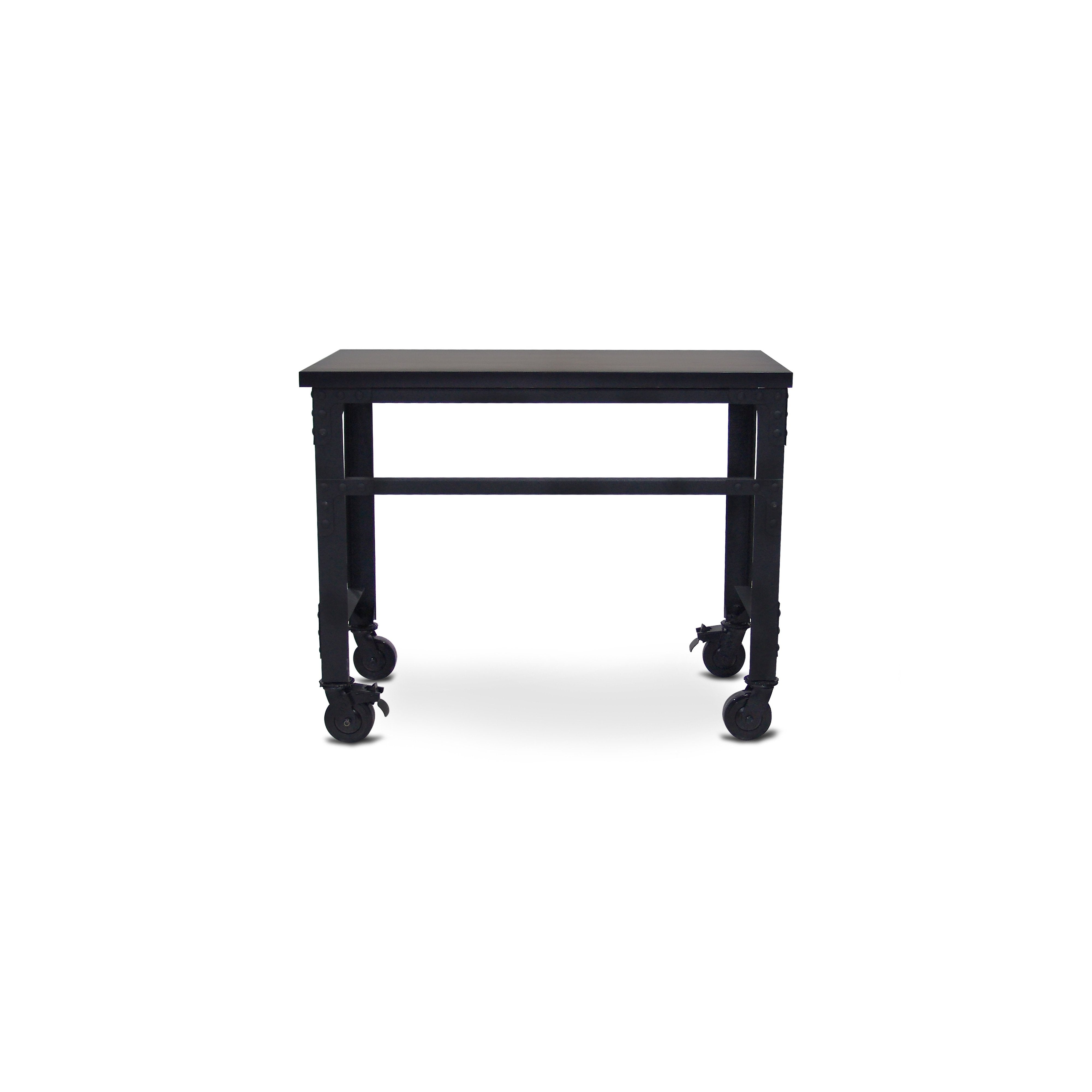Durasheds furniture Duramax Rolling Industrial Desk with Wooden Top 46 Inches x 24 Inches