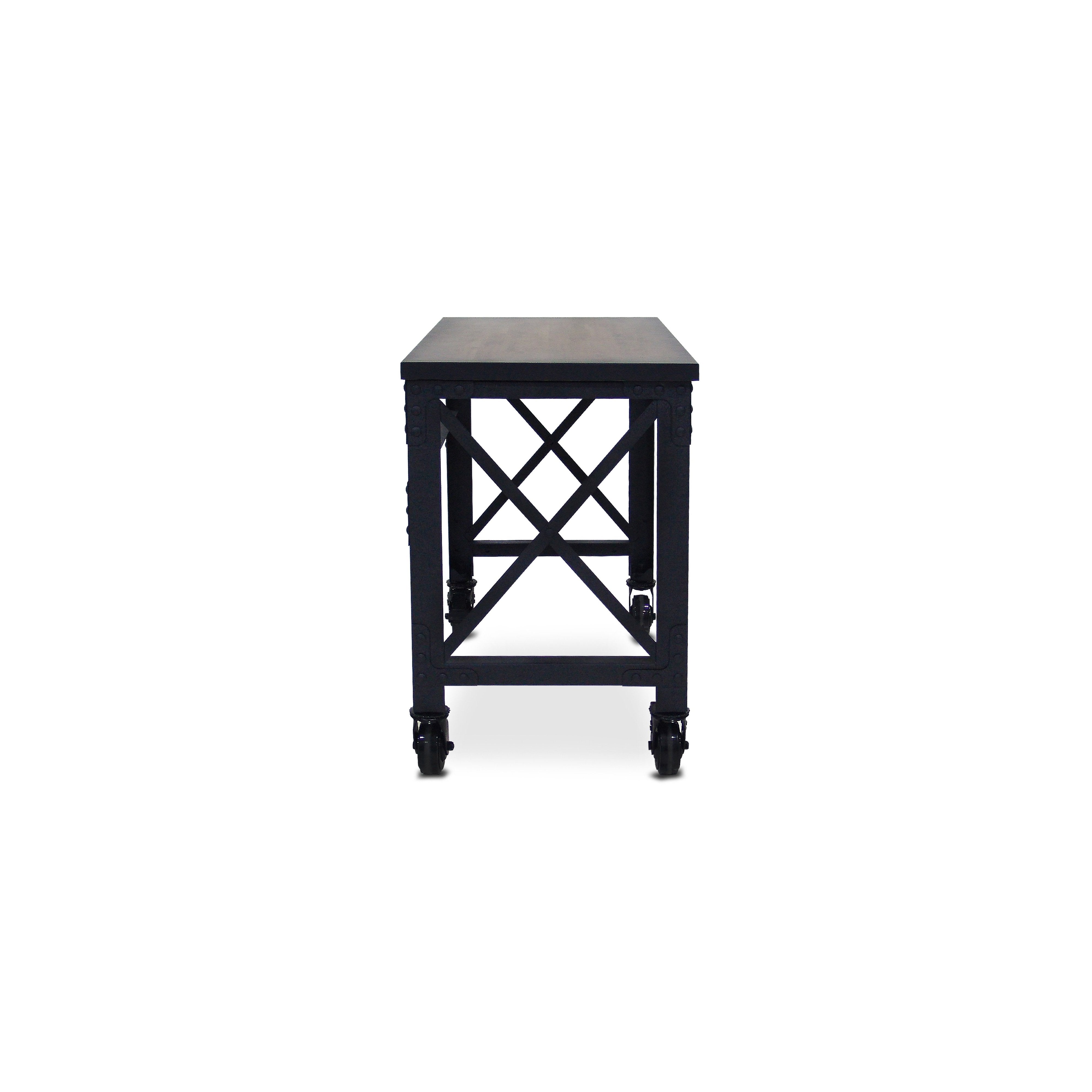 Durasheds furniture Duramax Rolling Industrial Desk with Wooden Top 46 Inches x 24 Inches