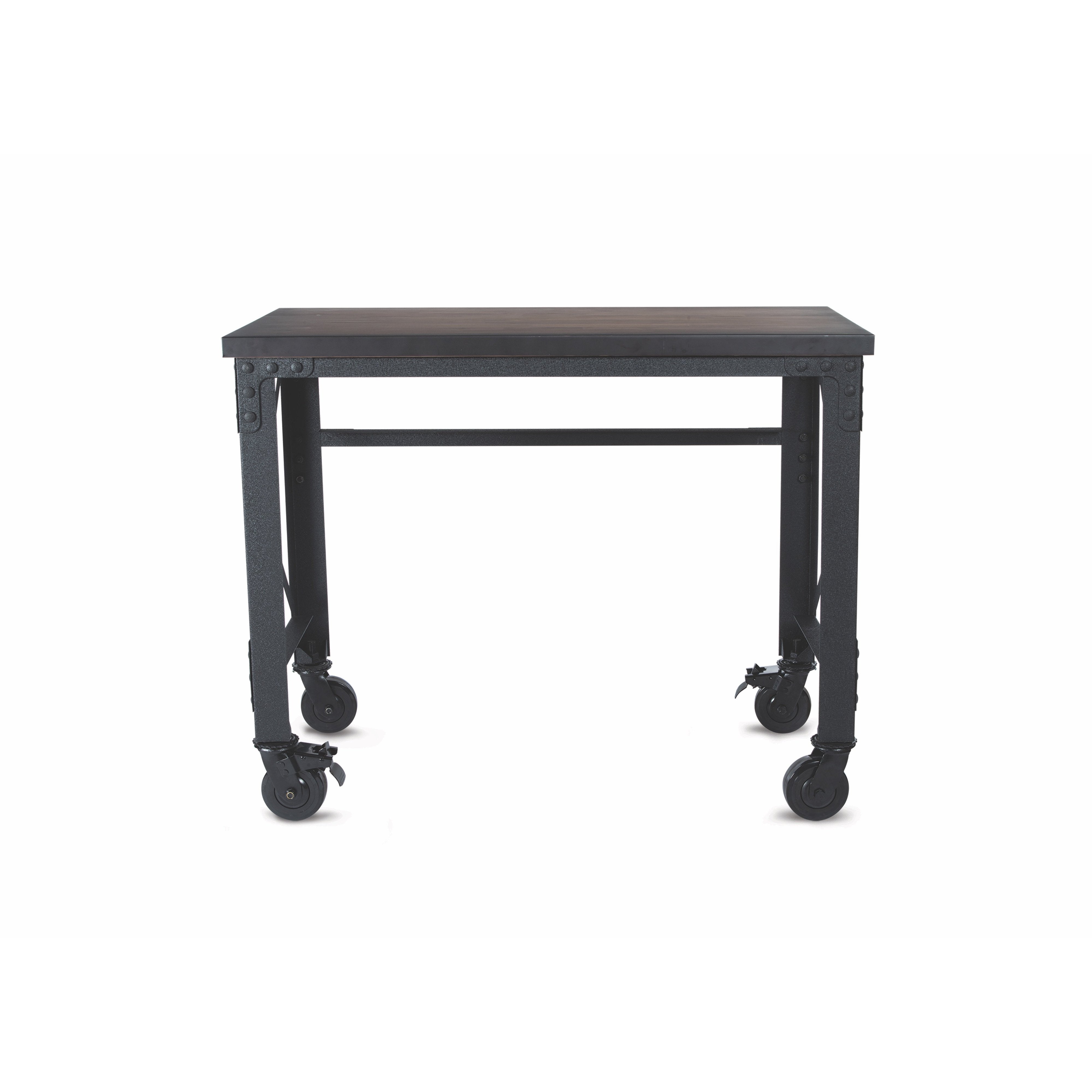 Durasheds furniture Duramax Rolling Industrial Desk with Wooden Top 46 Inches x 24 Inches