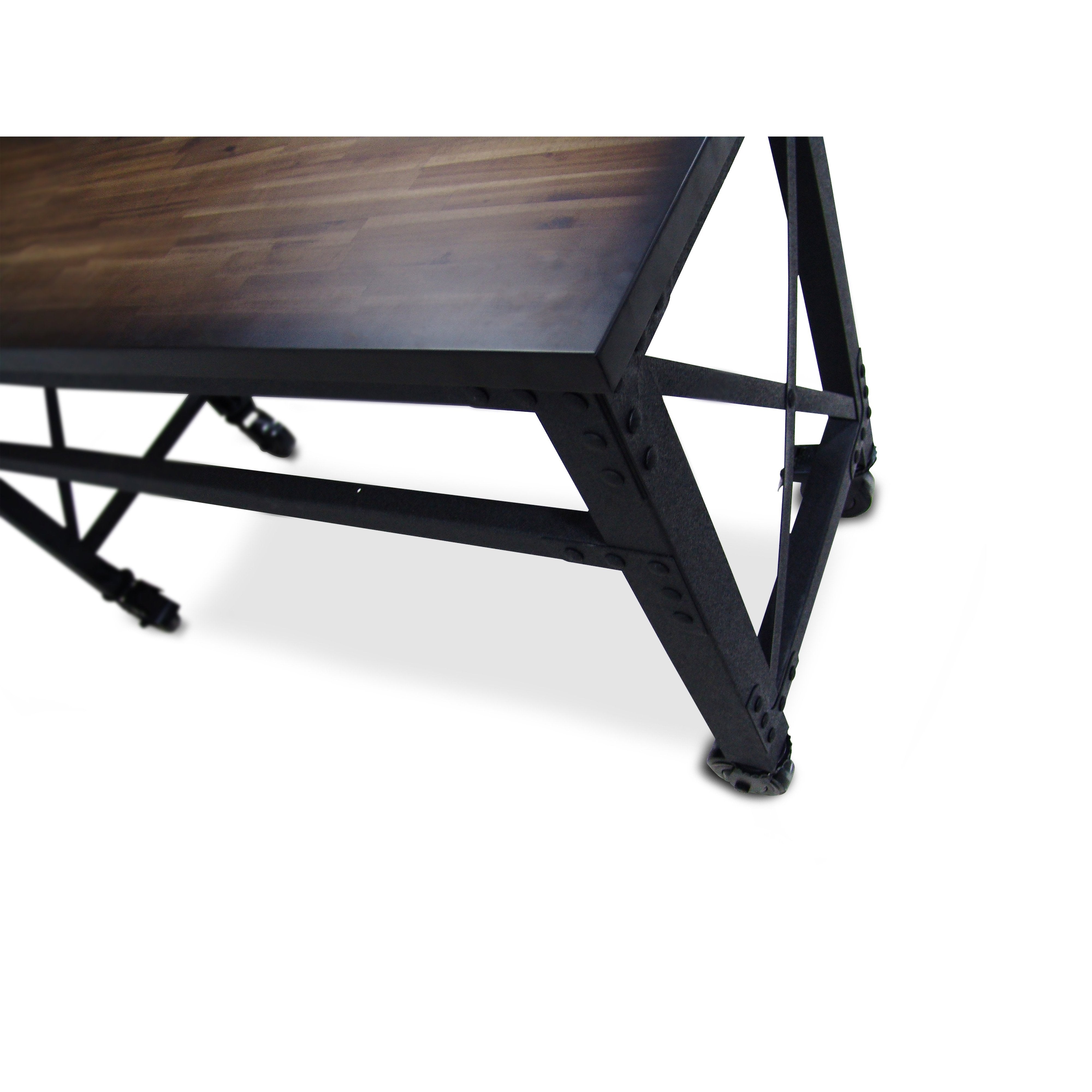 Durasheds furniture Duramax Rolling Industrial Desk with Wooden Top 46 Inches x 24 Inches