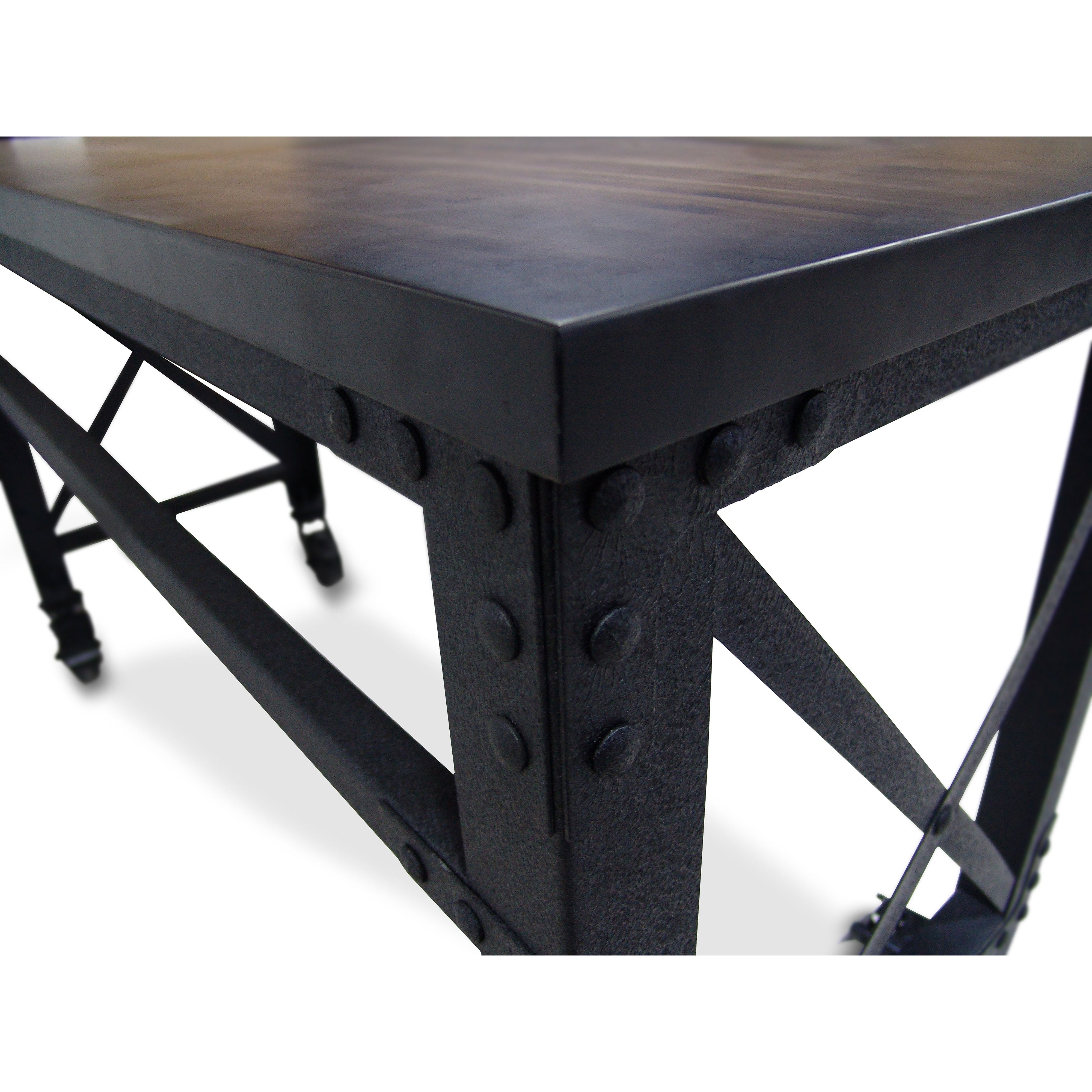 Durasheds furniture Duramax Rolling Industrial Desk with Wooden Top 62 Inches x 24 Inches
