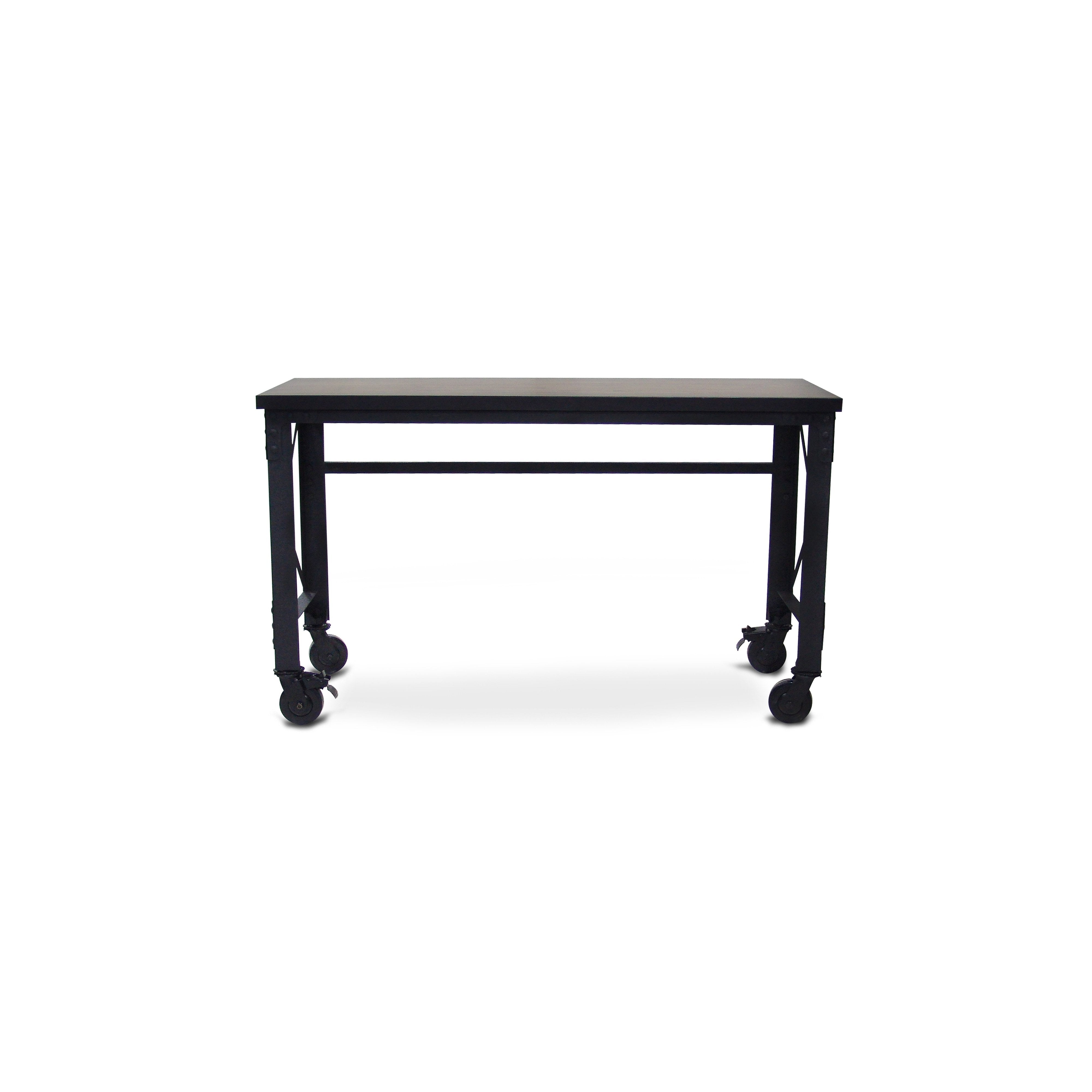Durasheds furniture Duramax Rolling Industrial Desk with Wooden Top 62 Inches x 24 Inches