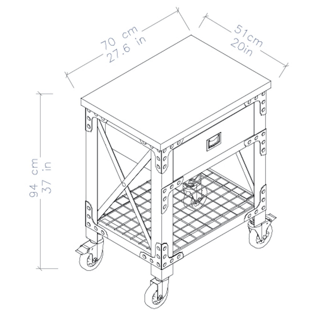 Durasheds furniture Duramax Single Drawer Rolling Workbench 27.6 Inch x 20 Inch for Home, Garage and Workshop
