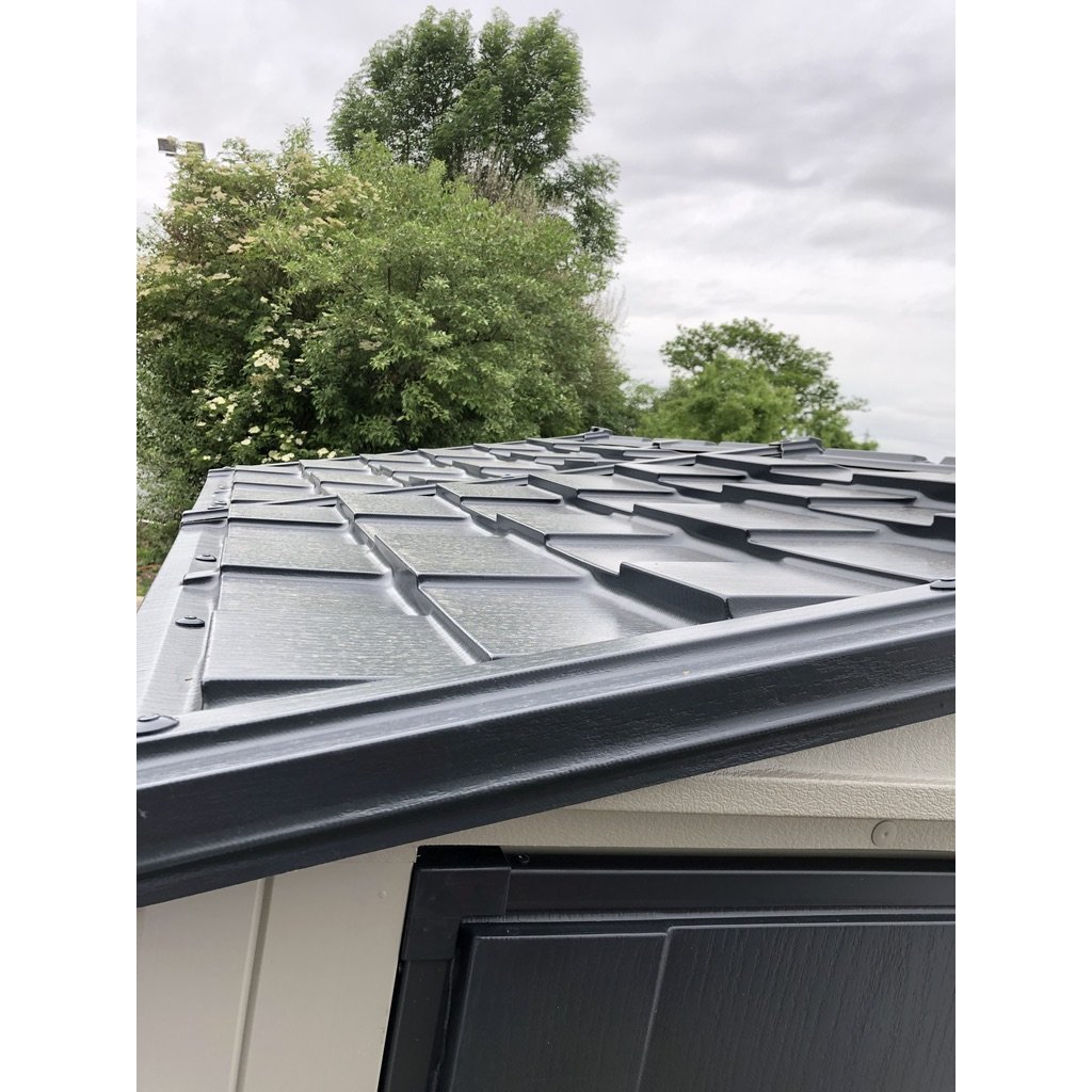 Durasheds Vinyl Sheds Duramax Apex Pro 10.5'X8' Vinyl Shed with Foundation, 2 Windows and Side Door