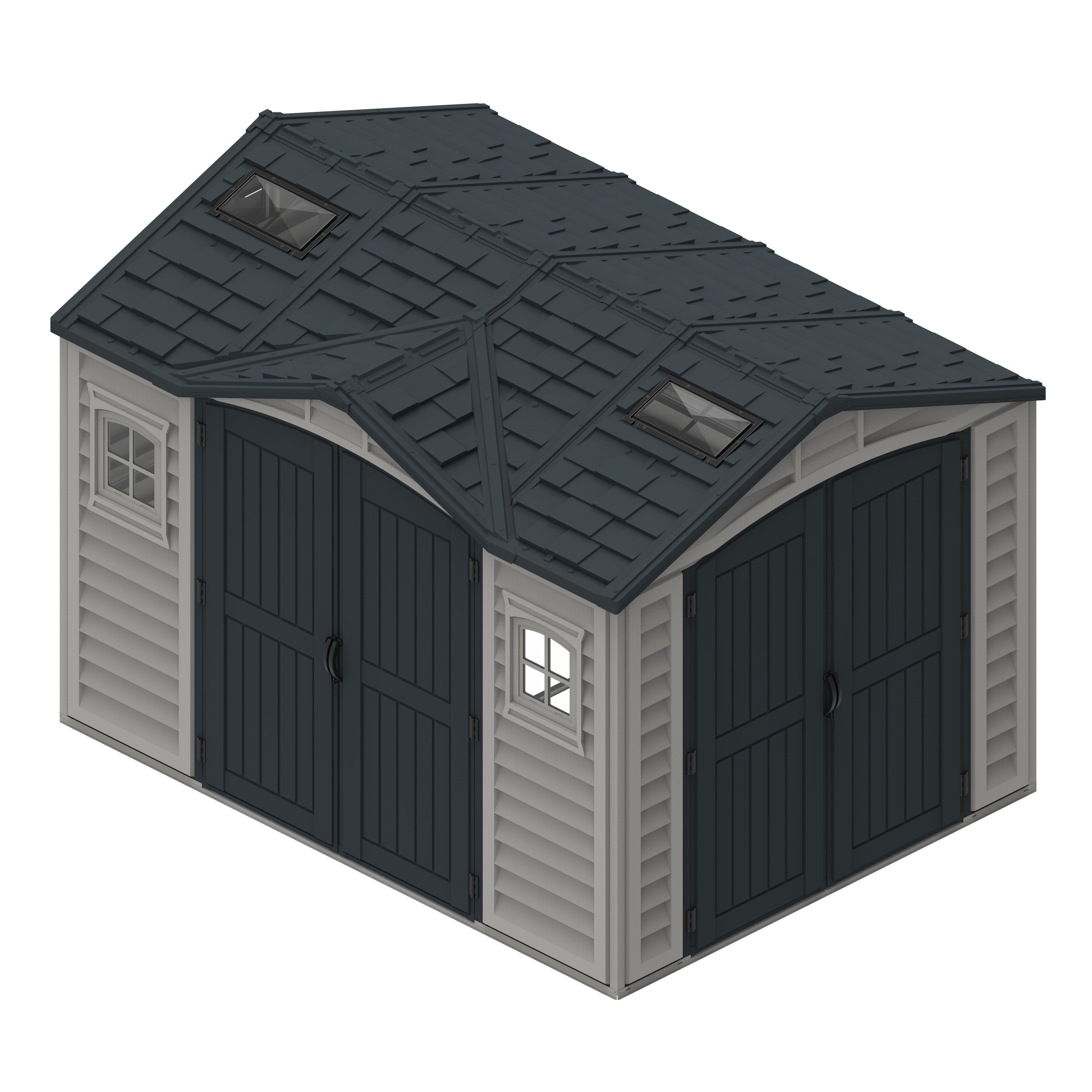 Durasheds Vinyl Sheds Duramax Apex Pro 10.5'X8' Vinyl Shed with Foundation, 2 Windows and Side Door