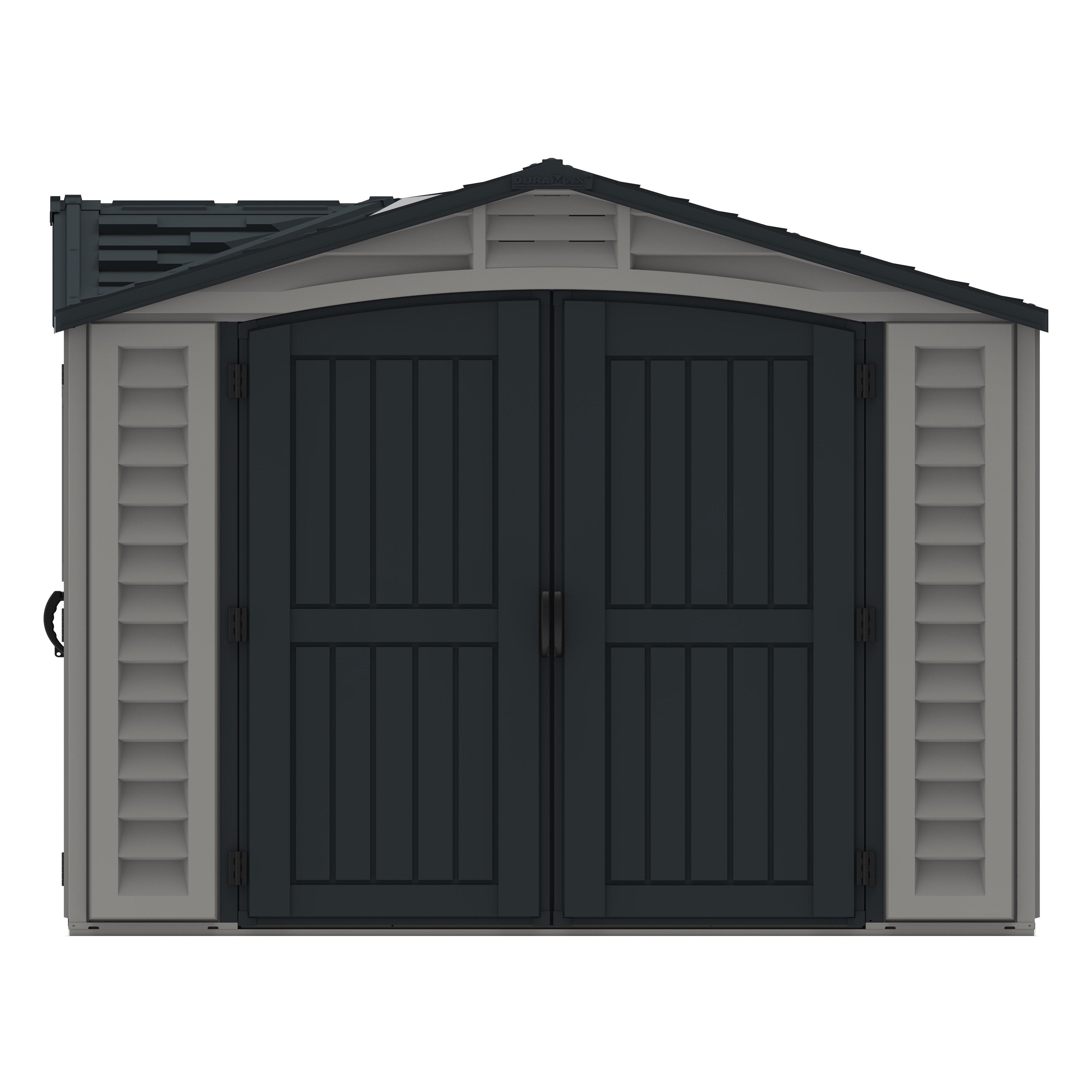 Durasheds Vinyl Sheds Duramax Apex Pro 10.5'X8' Vinyl Shed with Foundation, 2 Windows and Side Door