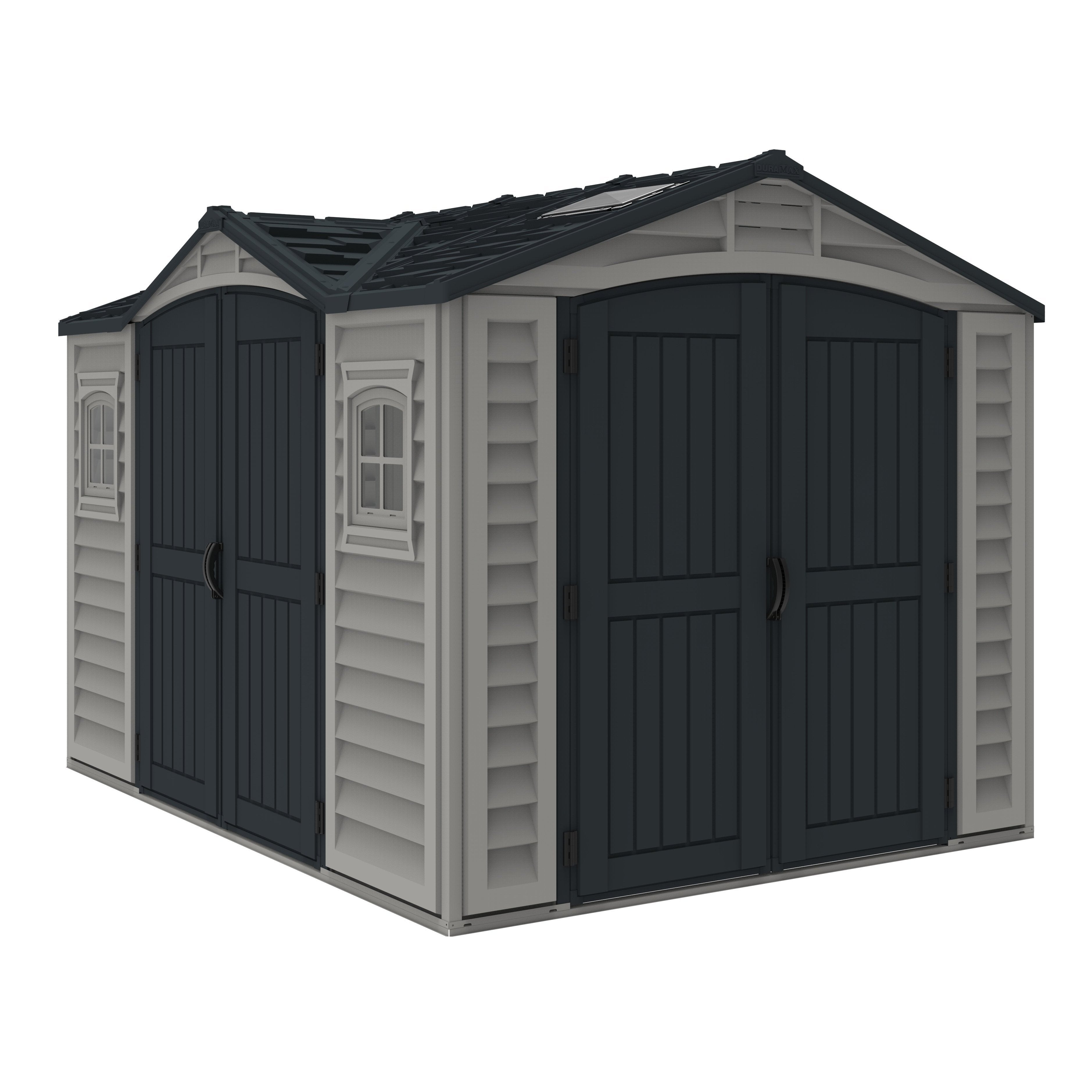 Durasheds Vinyl Sheds Duramax Apex Pro 10.5'X8' Vinyl Shed with Foundation, 2 Windows and Side Door