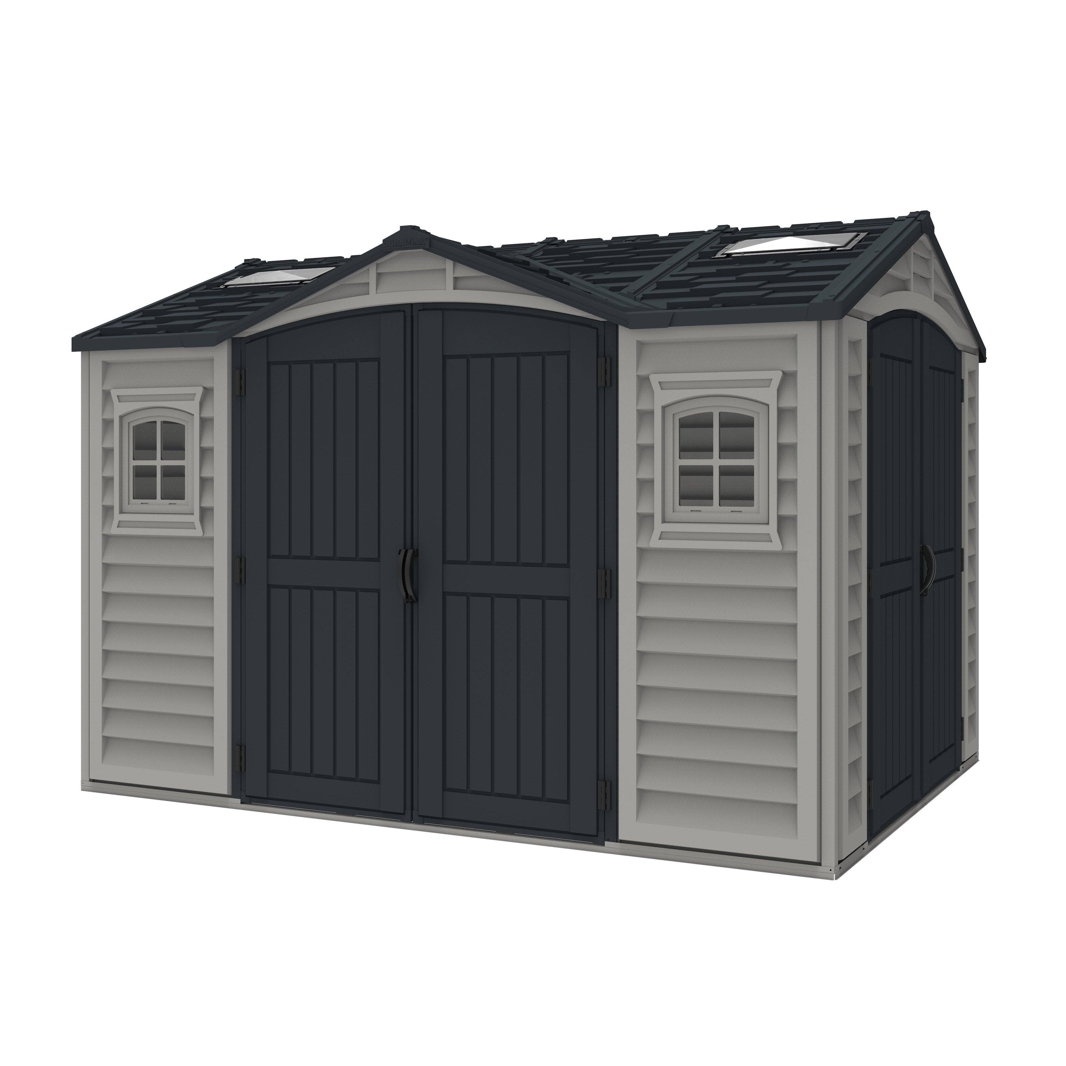 Durasheds Vinyl Sheds Duramax Apex Pro 10.5'X8' Vinyl Shed with Foundation, 2 Windows and Side Door