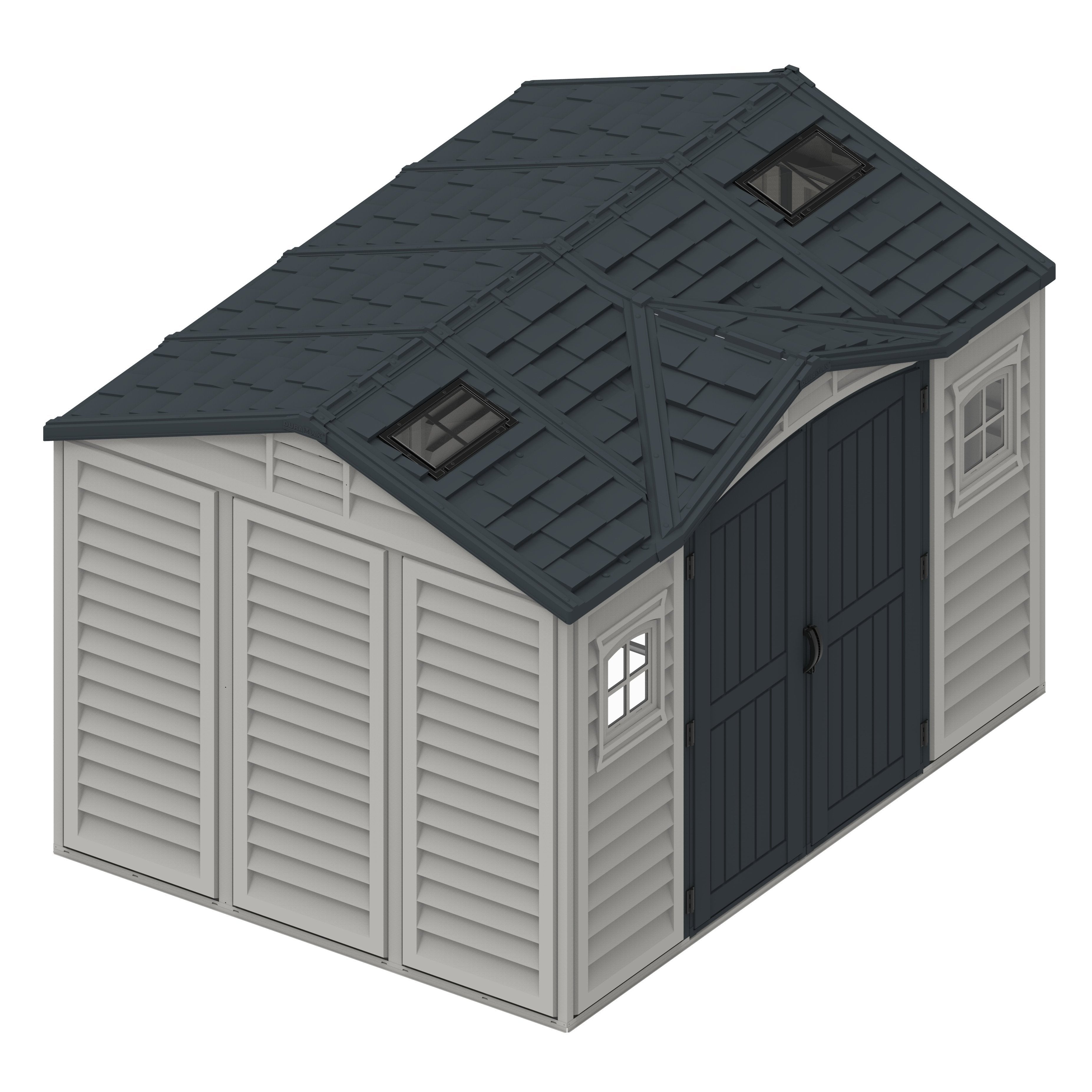Durasheds Vinyl Sheds Duramax Apex Pro 10.5'X8' Vinyl Shed with Foundation, 2 Windows and Side Door