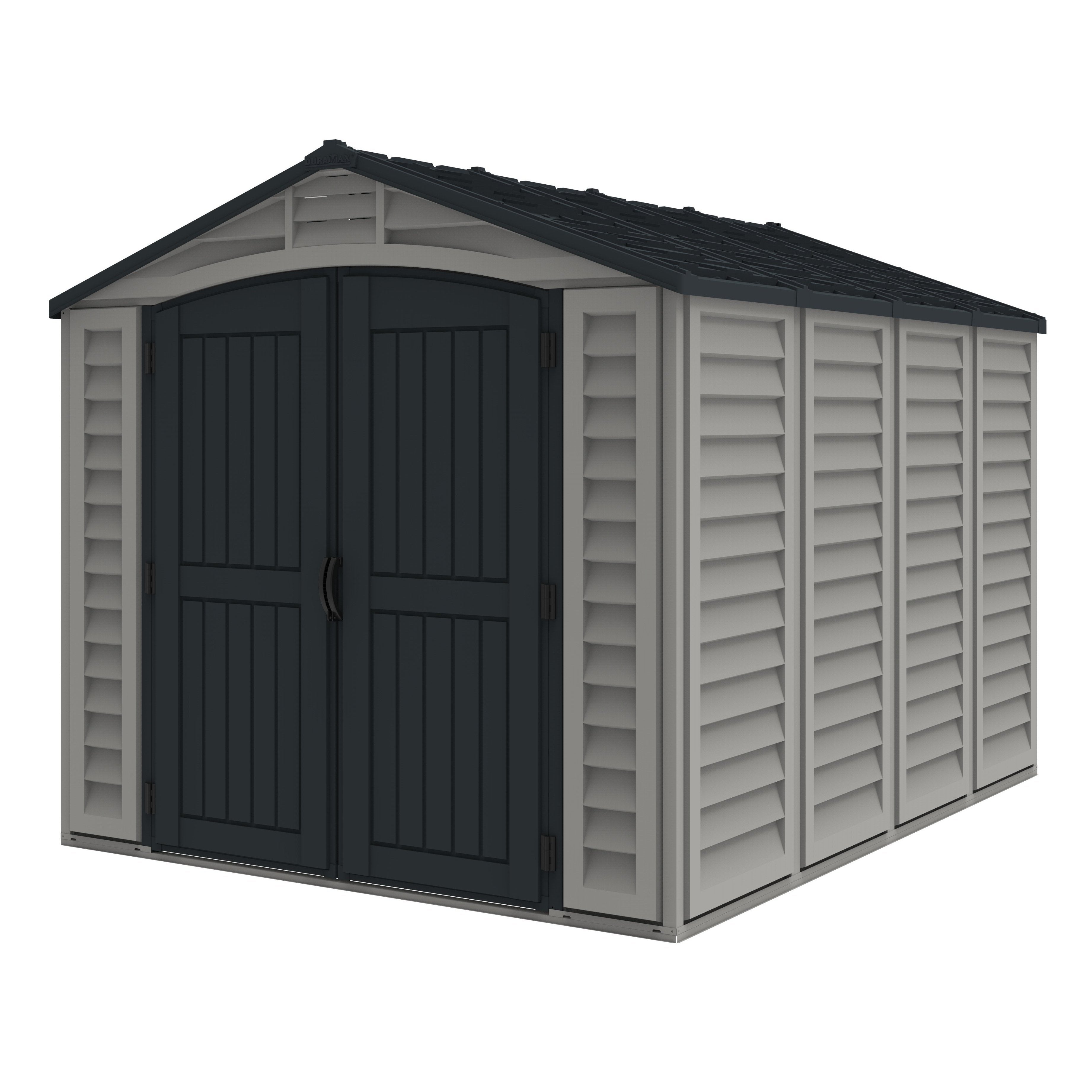 Durasheds Vinyl Sheds Duramax Apex Pro 10.5'X8' Vinyl Shed with Foundation, 2 Windows and Side Door