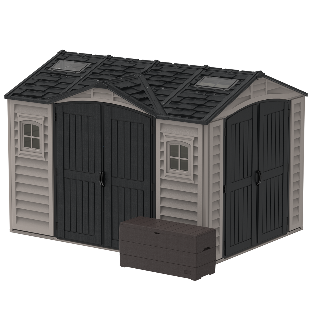 Durasheds Vinyl Sheds Duramax Apex Pro 10.5'X8' Vinyl Shed with Foundation, 2 Windows and Side Door