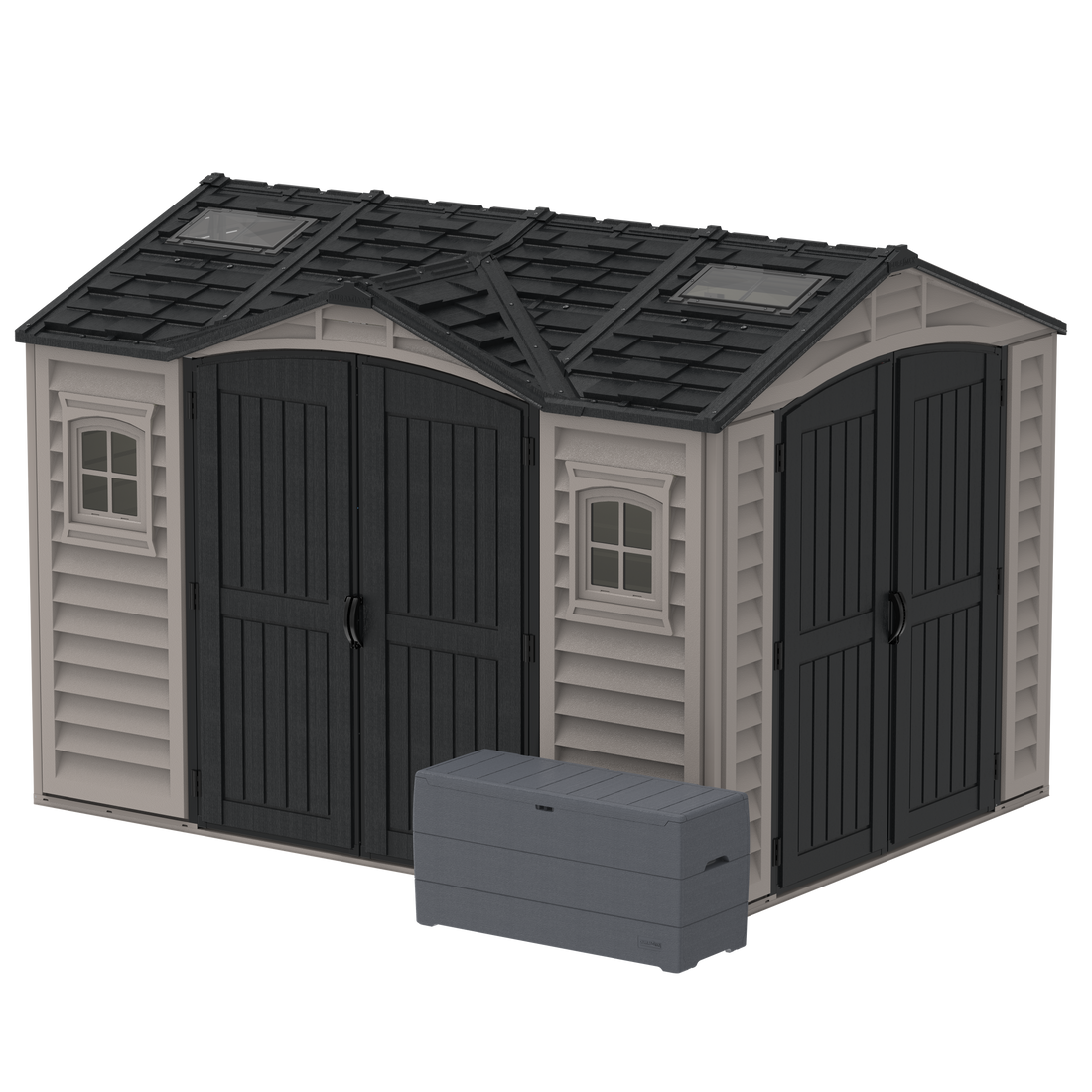 Durasheds Vinyl Sheds Duramax Apex Pro 10.5'X8' Vinyl Shed with Foundation, 2 Windows and Side Door
